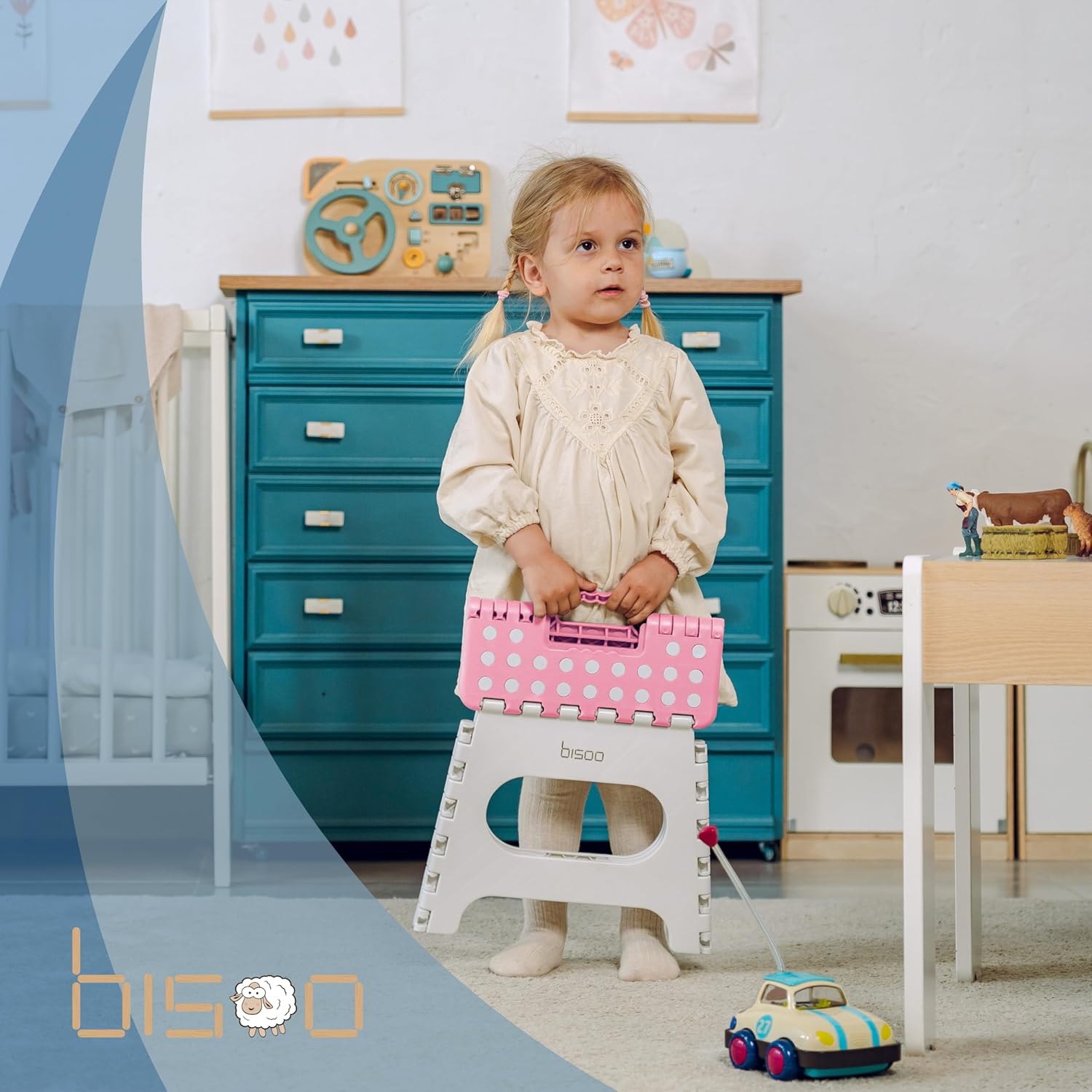 Bisoo - Tabouret pliable enfant - 27cm - WC portable, sûr, rose
