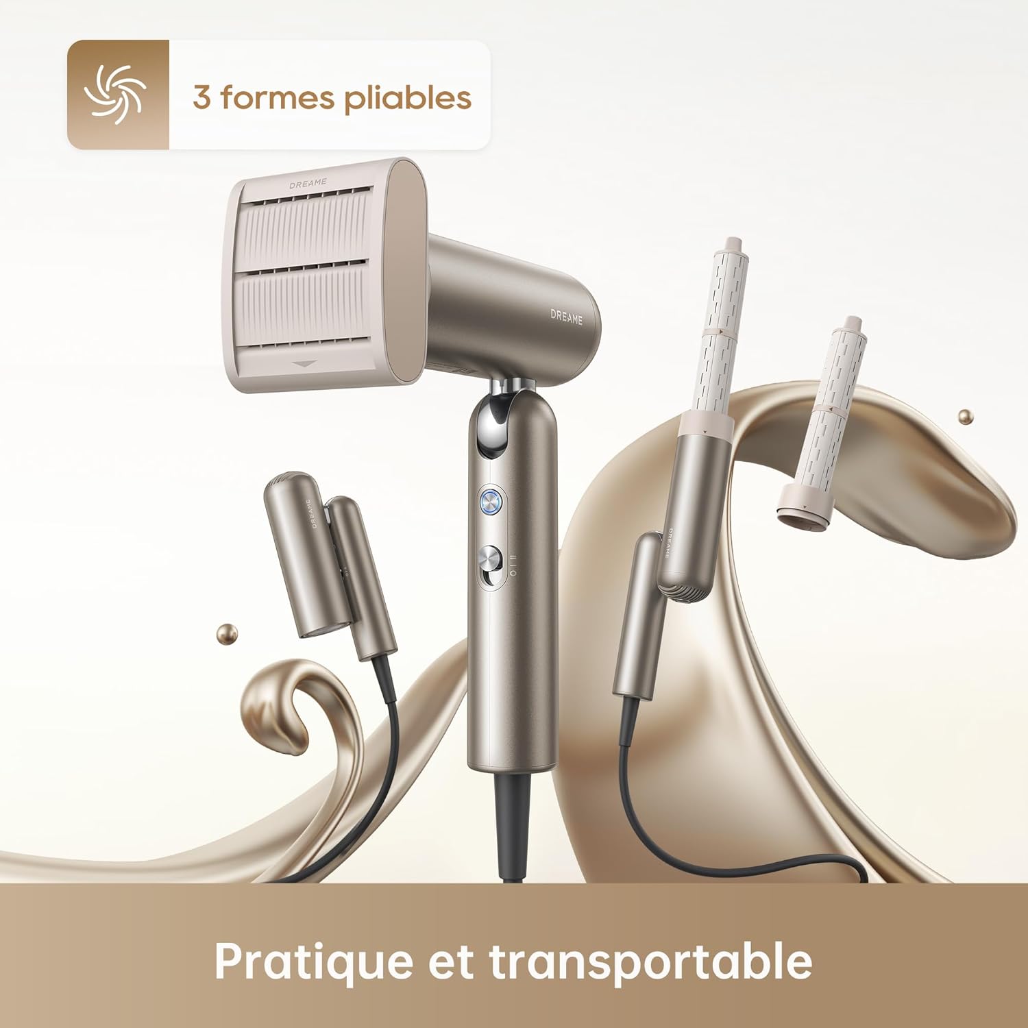 Dreame - Pocket Neo - 300 g - sèche-cheveux pliable, moteur 110 000 tr/min, ions négatifs, température 57°C