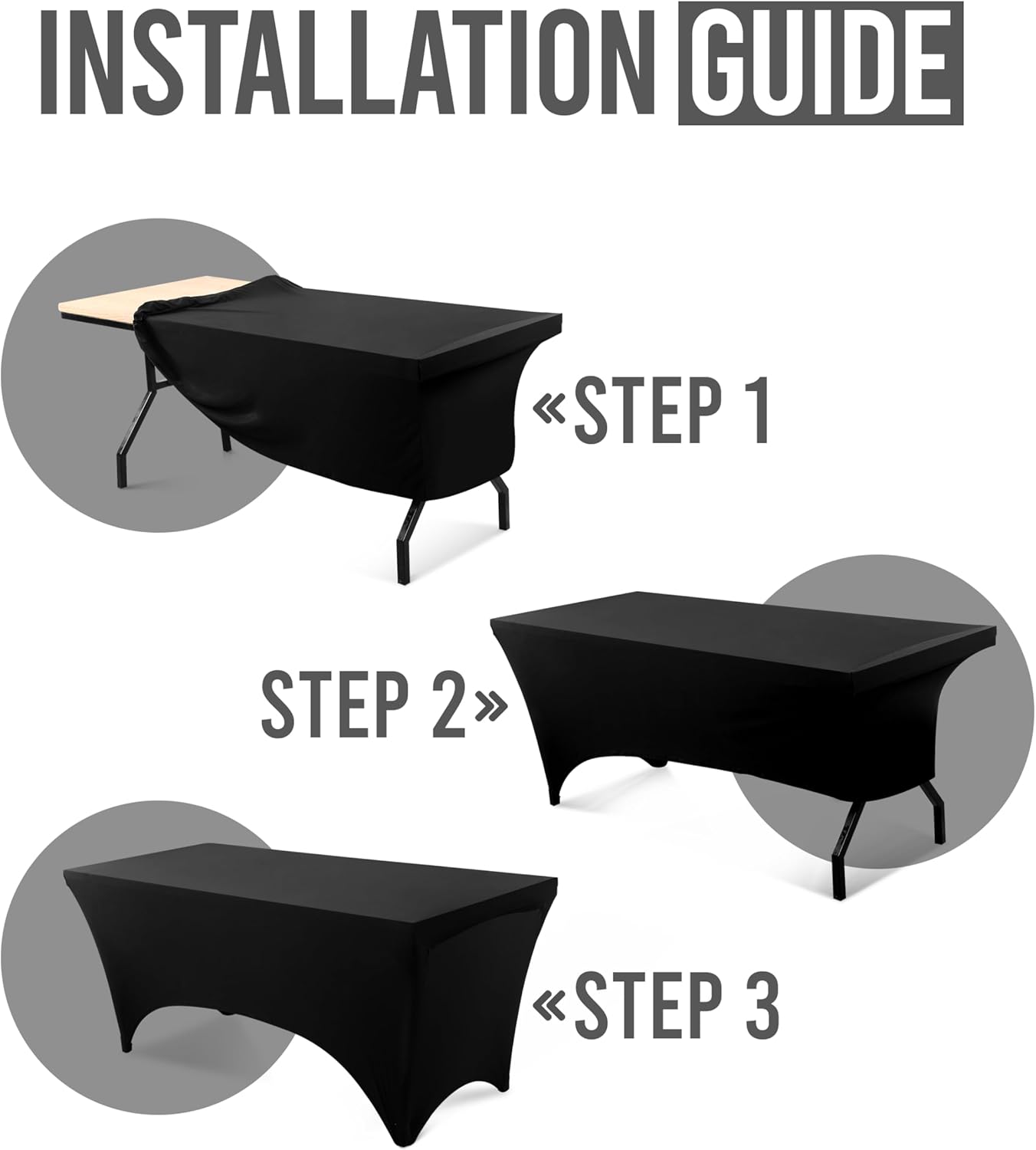 Utopia Kitchen - nappe extensible 183 cm - polyester spandex lavable noir