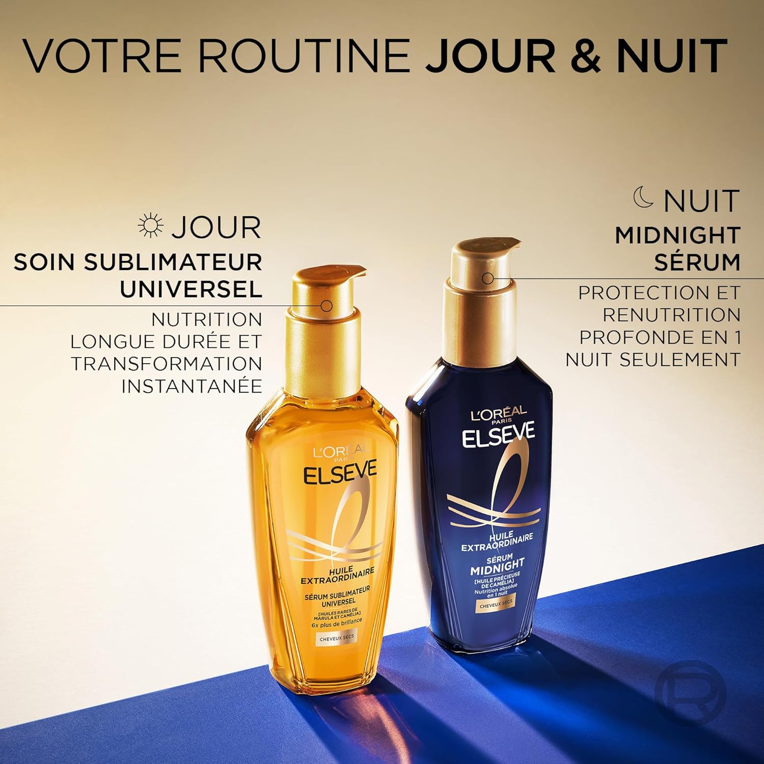 L'Oréal Paris - Elseve Huile Extraordinaire - Routine Nutrition - soin jour et nuit, cheveux secs
