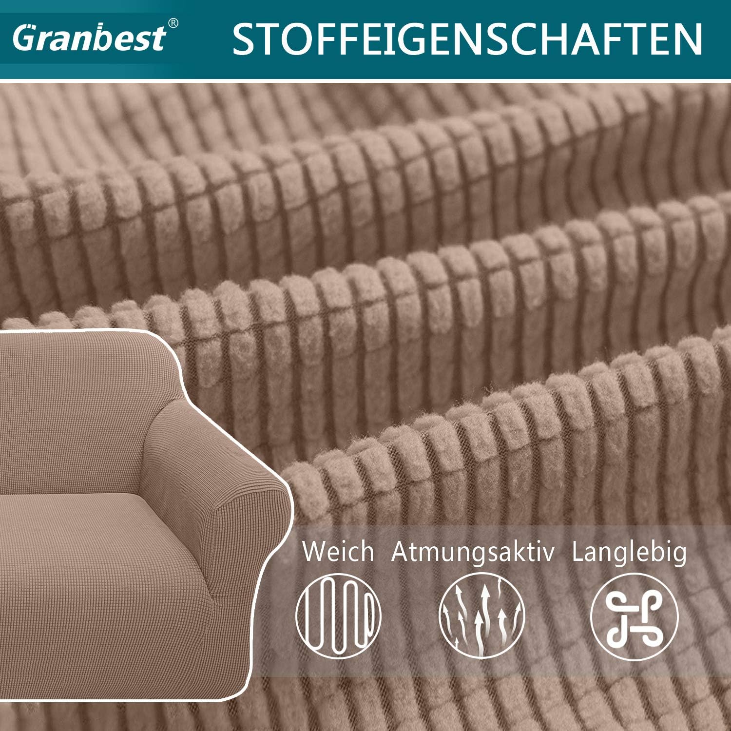 Granbest - housse canapé Jacquard 3 places - tissu extensible, protection animaux