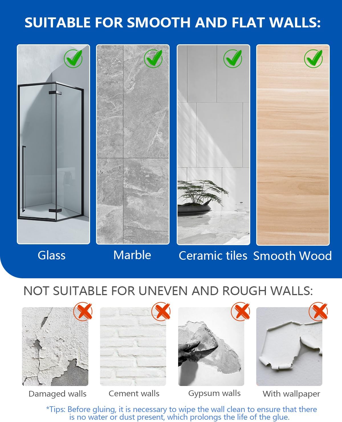 AceMining - lot de 4 étagères salle de bain, sans perçage, noir