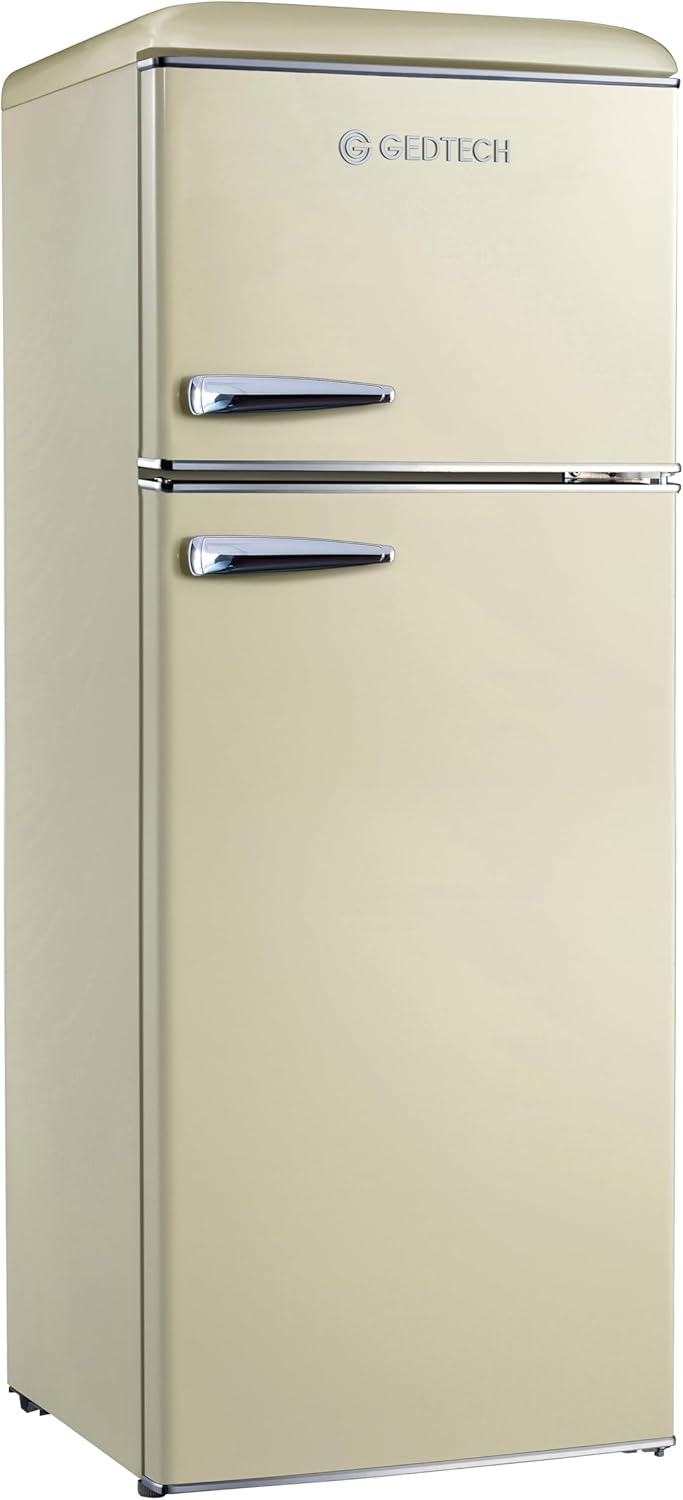 GEDTECH - Réfrigérateur vintage double porte 215L crème, classe E GDPV215CR
