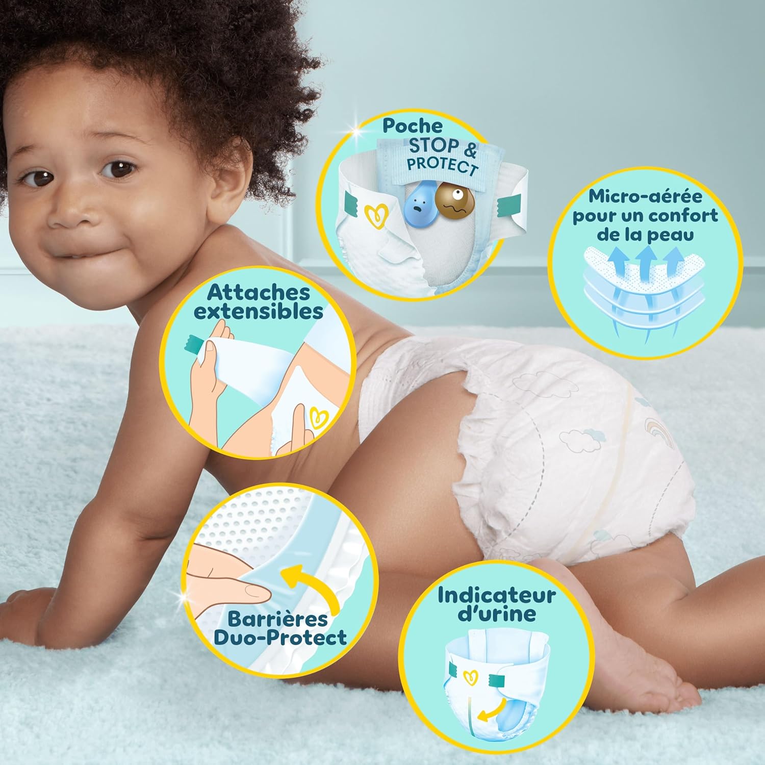 Pampers - Premium Protection - taille 5, 11-16kg - 152 couches, double protection