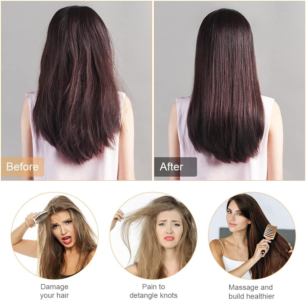 URAQT - Brosse démêlante poils sanglier - cheveux longs épais, anti-frisottis, séchage rapide