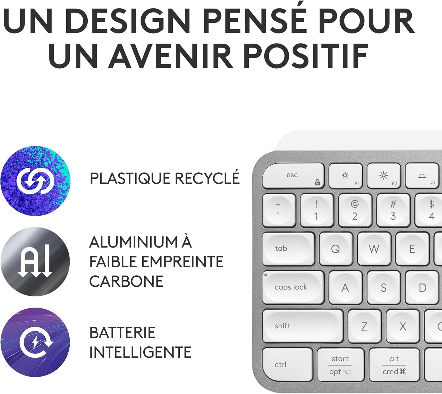 Logitech - MX Keys S - clavier AZERTY, rétroéclairé, USB-C, Bluetooth