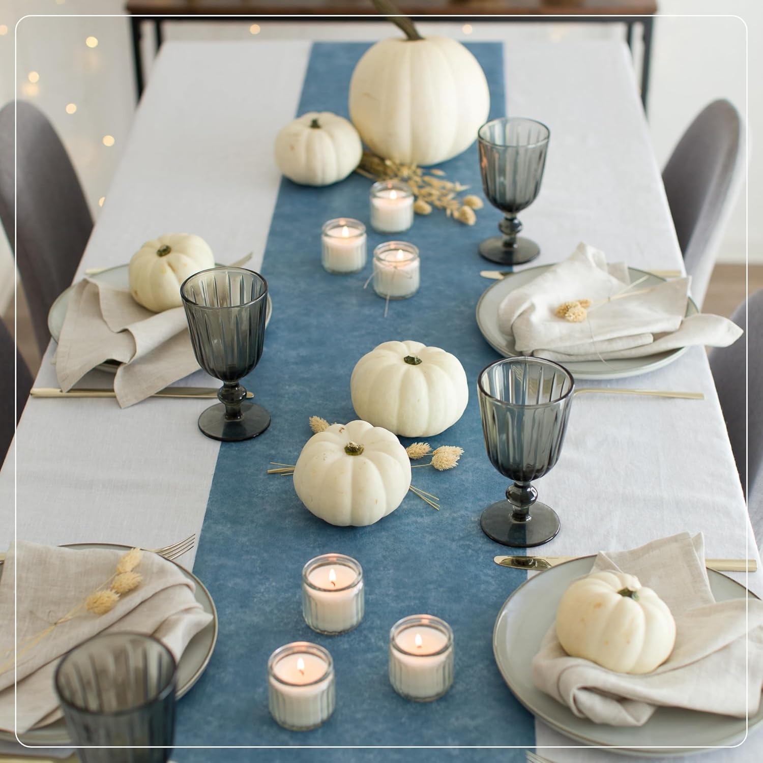 100%Mosel - Chemin de Table Non-tissé - 30x2500cm - Bleu fumeux, décoratif