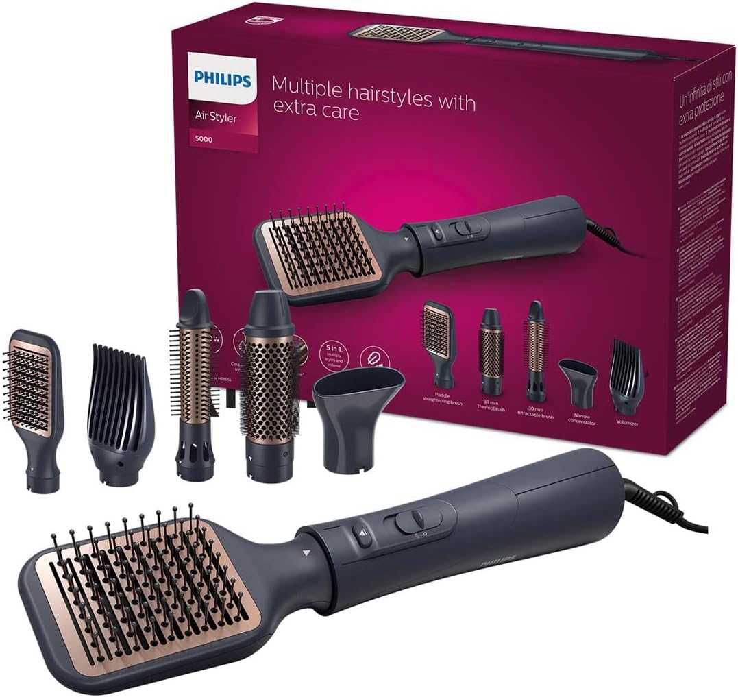 Philips - Série 5000 - Brosse soufflante 5 accessoires - ions, air froid BHA530/00