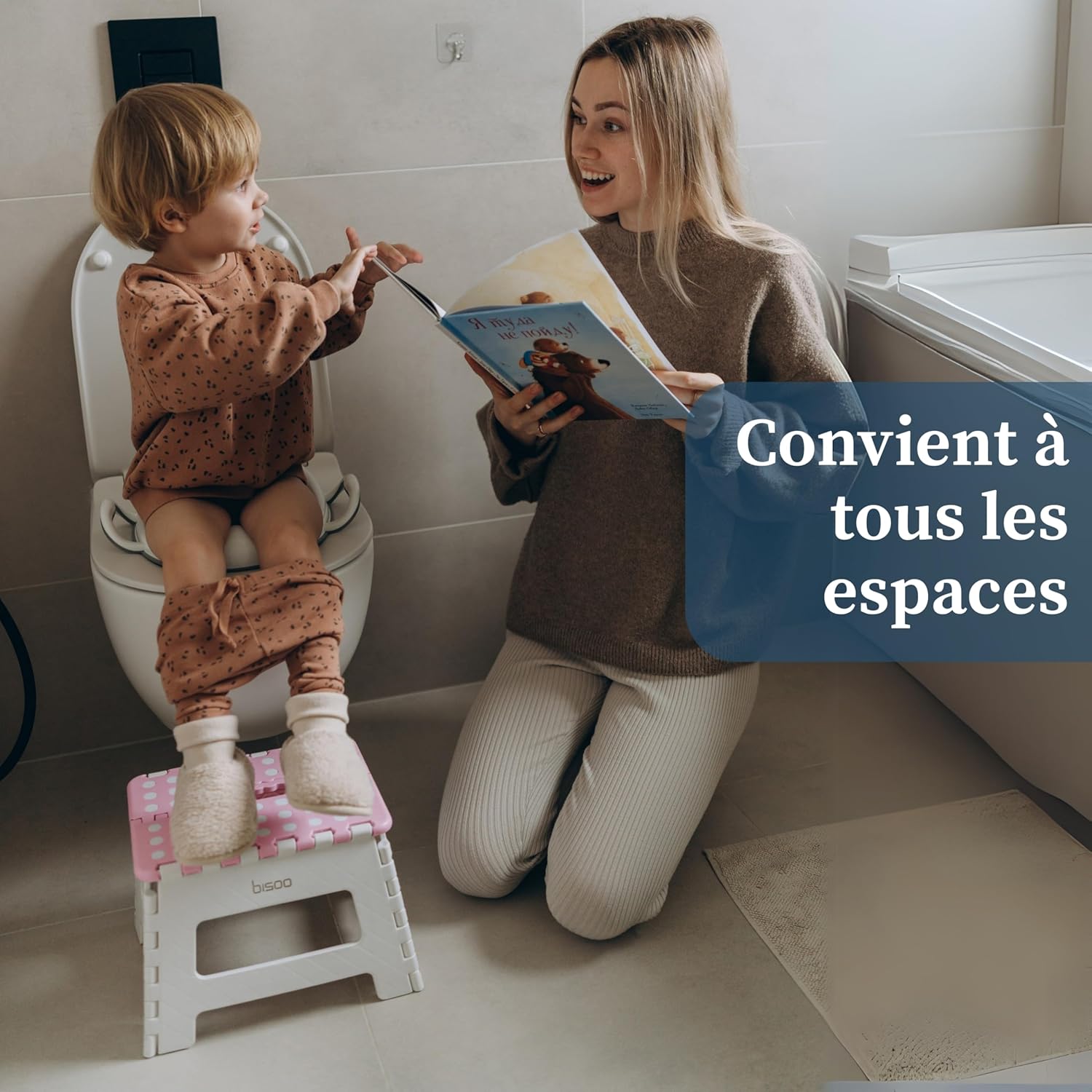 Bisoo - Tabouret pliable enfant - 22cm - marchepied portable WC, rose