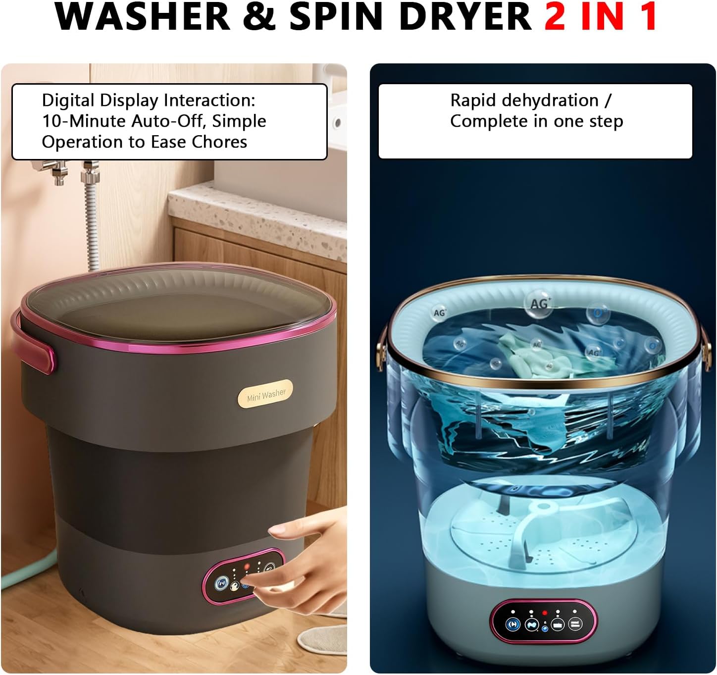 Mini lave-linge pliable - 15L - compact, portable, idéal voyage