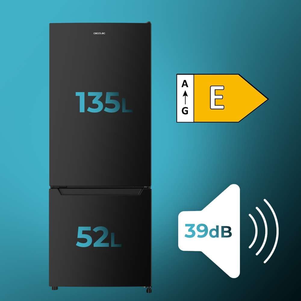 Cecotec - Bolero CoolMarket Combi - 144x54 cm - 205 L, Fast Cooling, porte réversible, LED, E, DF