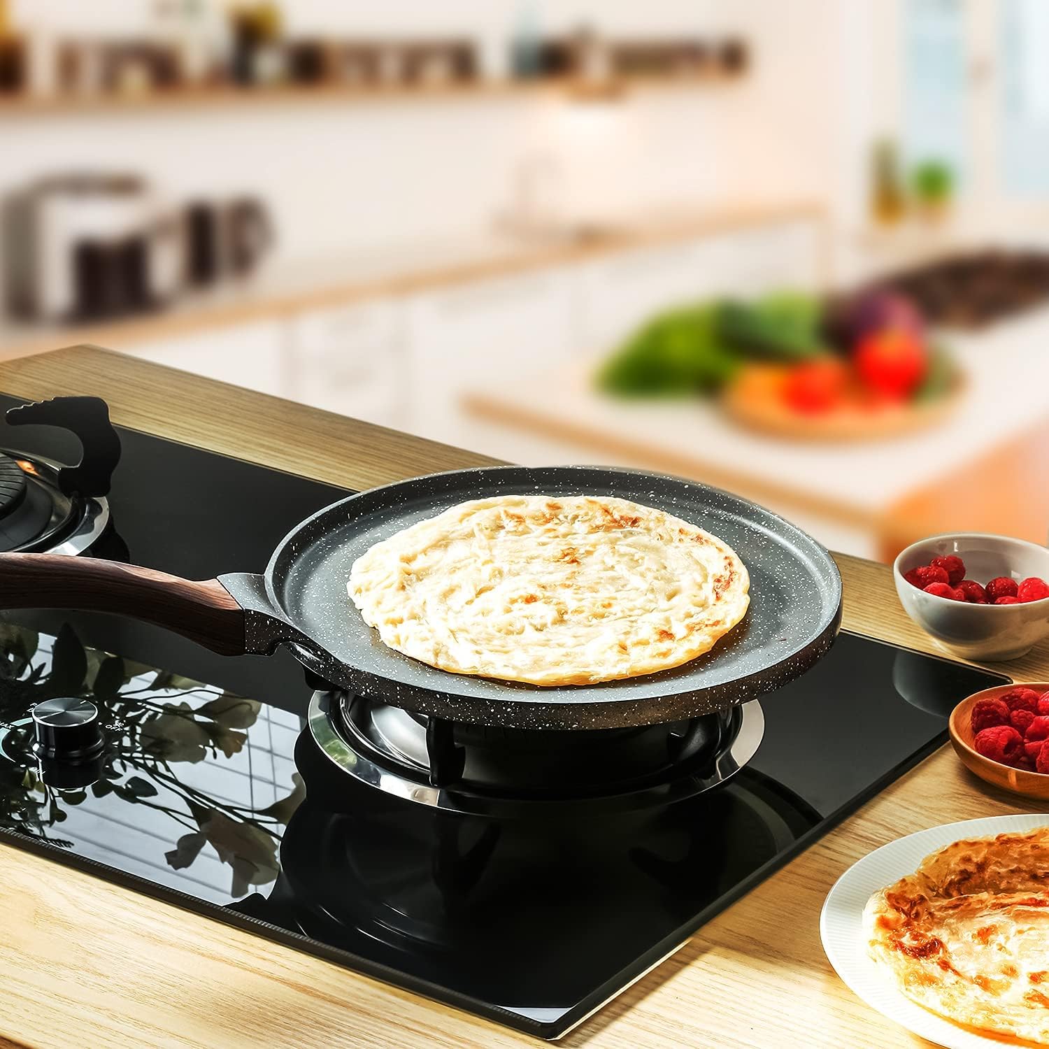 SENSARTE - poêle à crêpes série granit - 30 cm - revêtement antiadhésif induction, poignée ergonomique