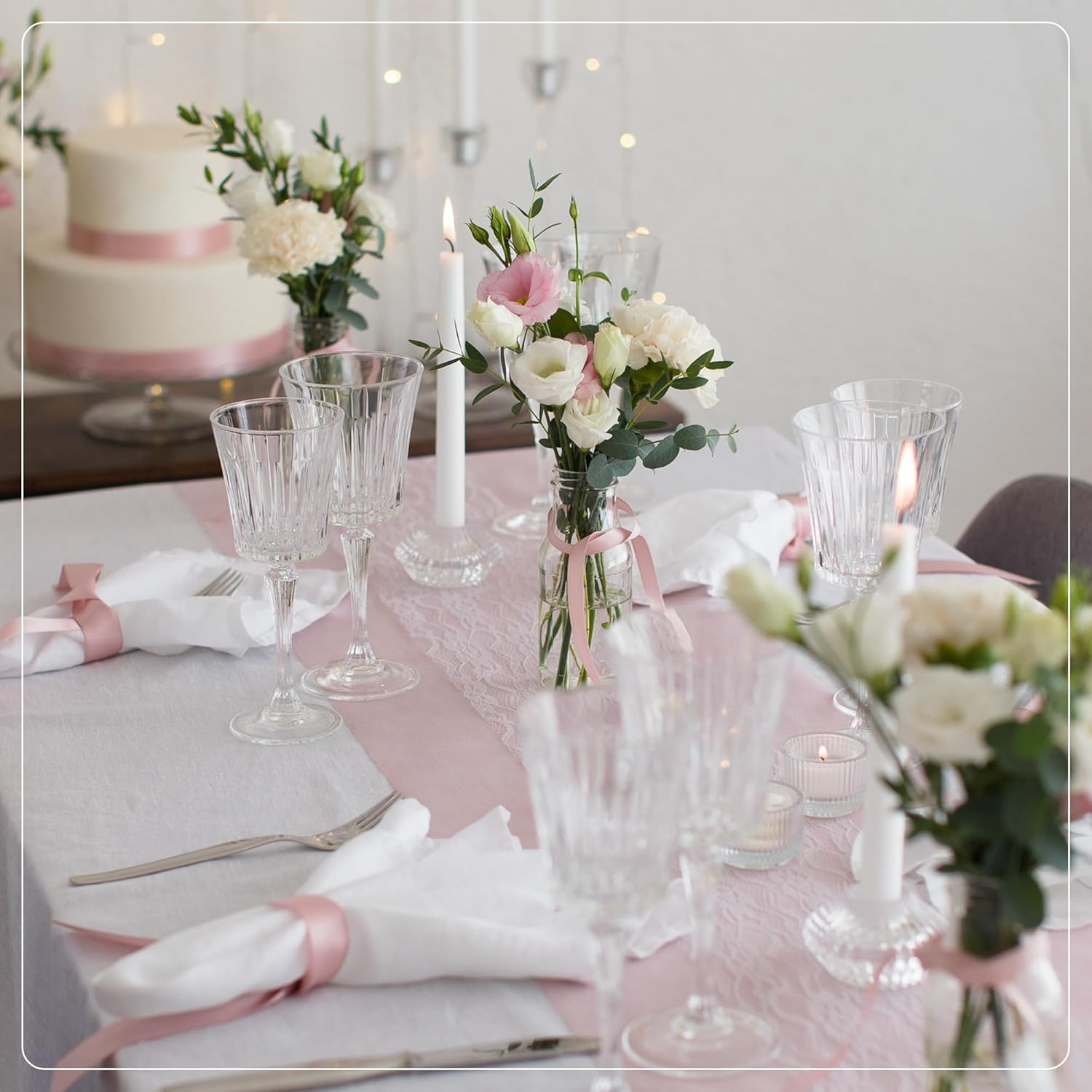 100%Mosel - Chemin de table non-tissé, blush rose - 30x2500cm - déco fêtes