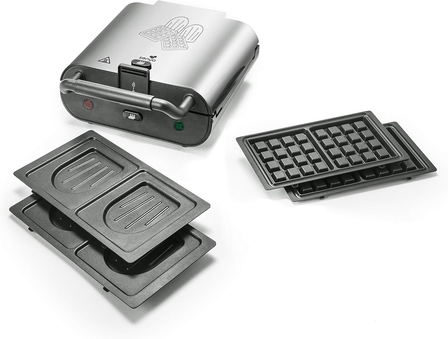 SENYA - gaufrier 2 en 1, plaques antiadhésives, rangement facile (M)
