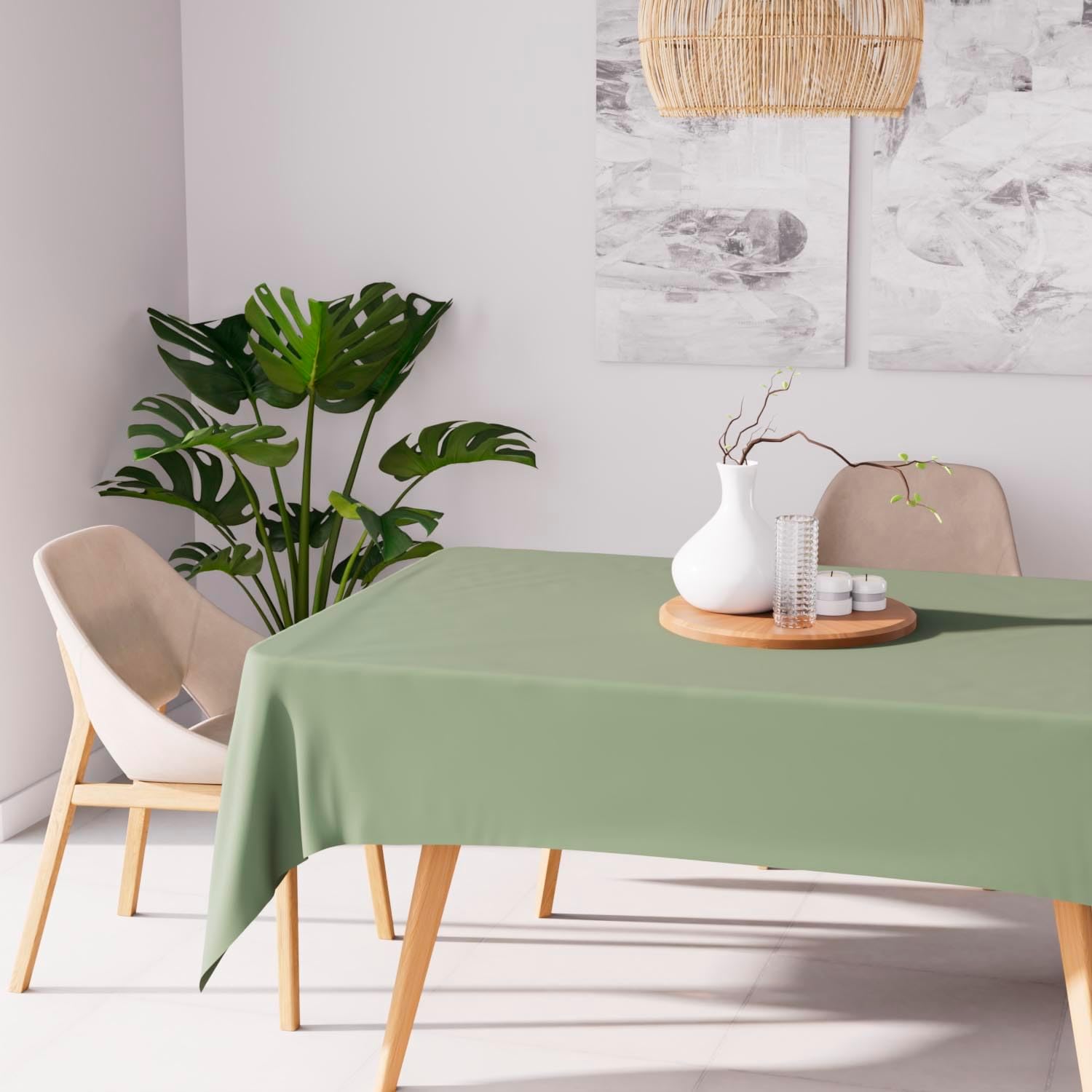 Soleil d'Ocre - Nappe Rectangle anti-tâches Kaki 140x300 cm polyester