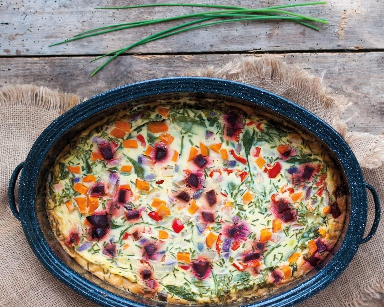 GRANITEWARE - Cocotte Roaster émaillée - format moyen - grille inox, livre recettes