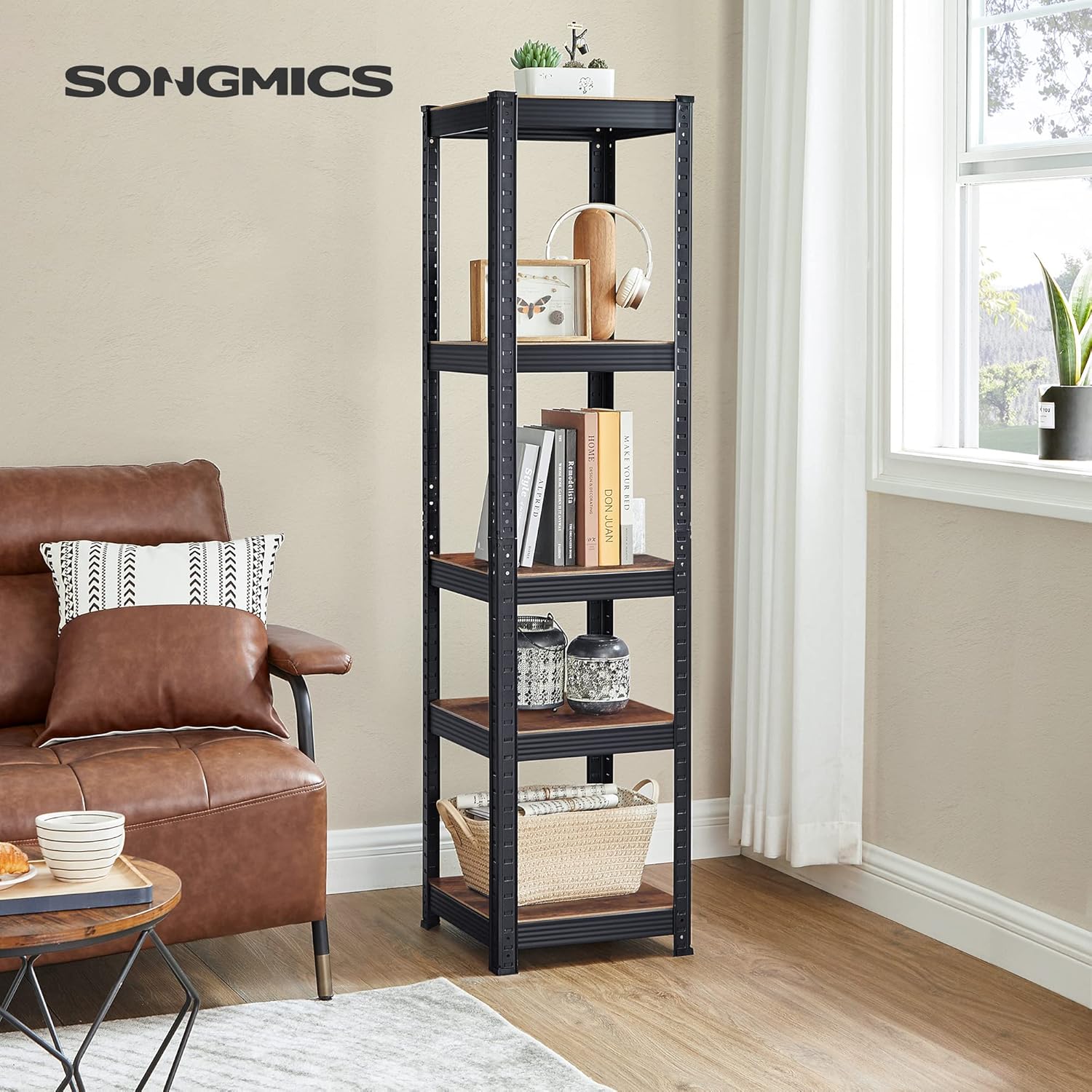 SONGMICS - étagère 5 niveaux 37x37x150cm, 400kg, réglable, industriel GLR037B02