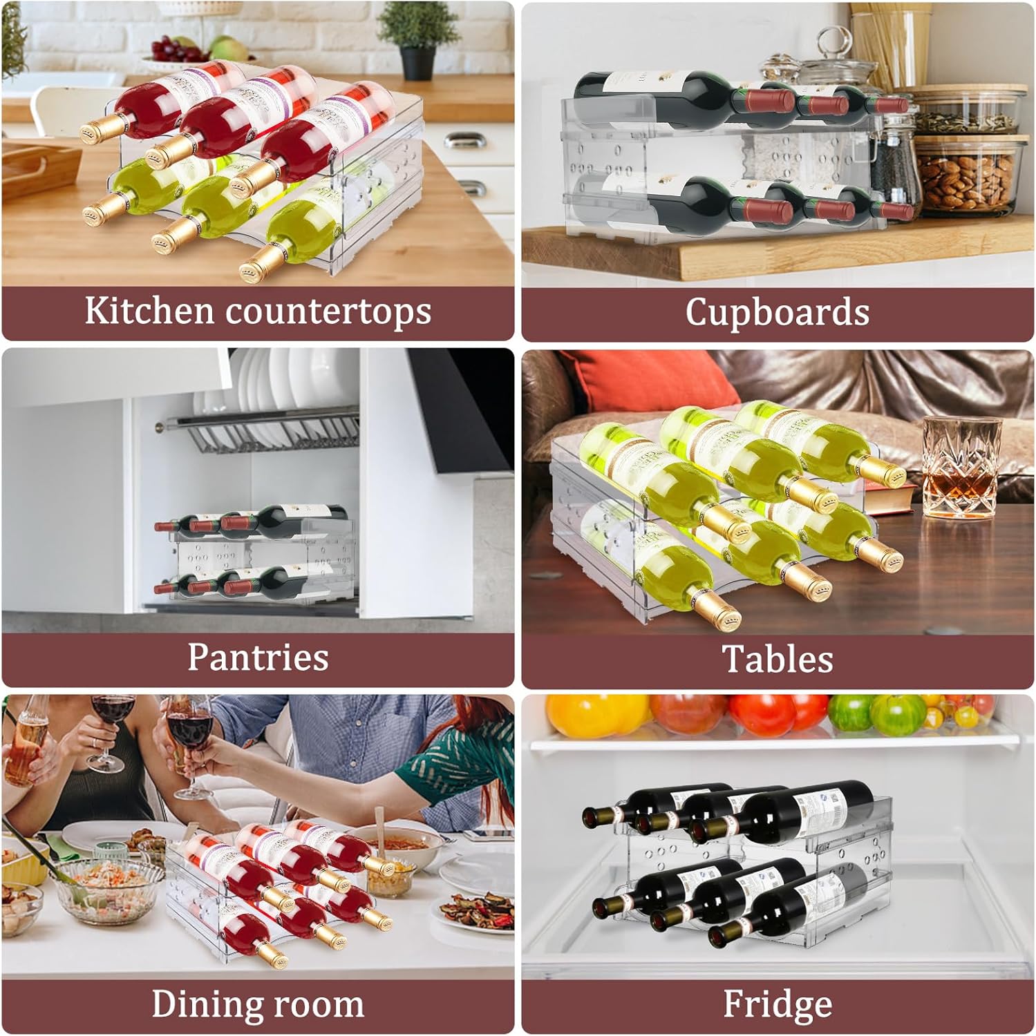 MXTIMWAN - Porte-bouteilles empilable, 2 niveaux, range vin, cuisine, MXTIMWAN