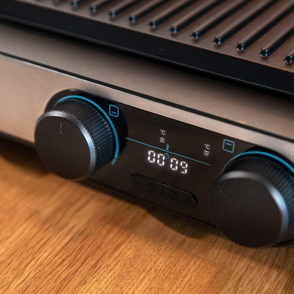 Cecotec - Rock'nGrill Dual - plaques amovibles - contrôle température - 2000W - ouverture 180°