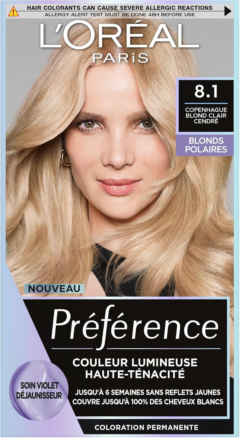 L'Oréal Paris - Préférence Copenhague 8.1 - blond cendré - coloration permanente, couvre 100% cheveux blancs