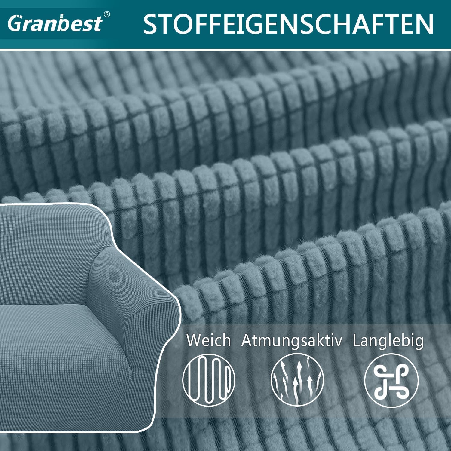 Granbest - housse de canapé moderne - 2 places - jacquard extensible, protection animaux