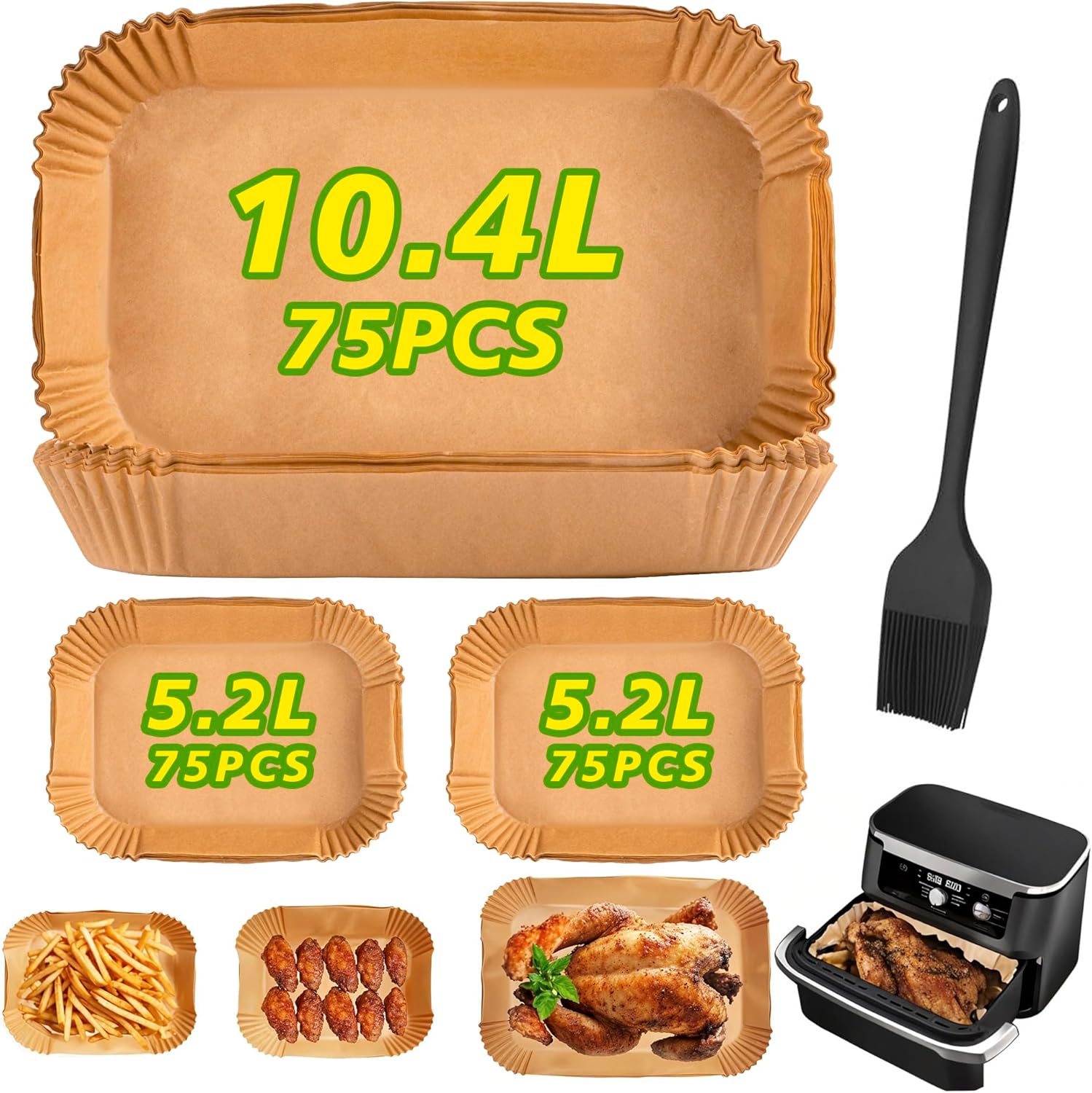 Papier cuisson air fryer - 225PCS - rond, antiadhésif, plat, AF500EU/AF500EUCP