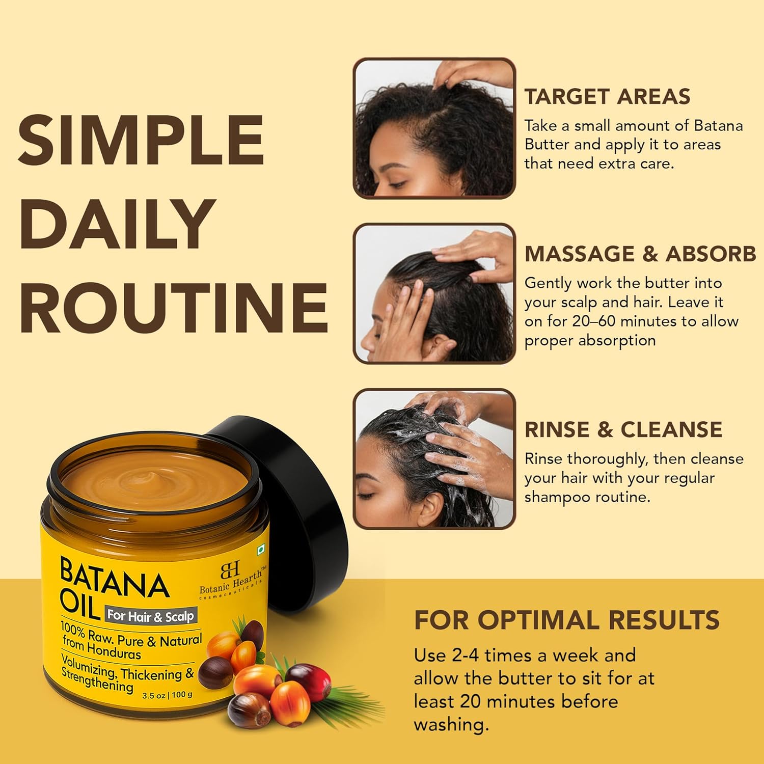 Botanic Hearth - Huile Batana 103,5 ml - soin nourrissant cheveux/peau