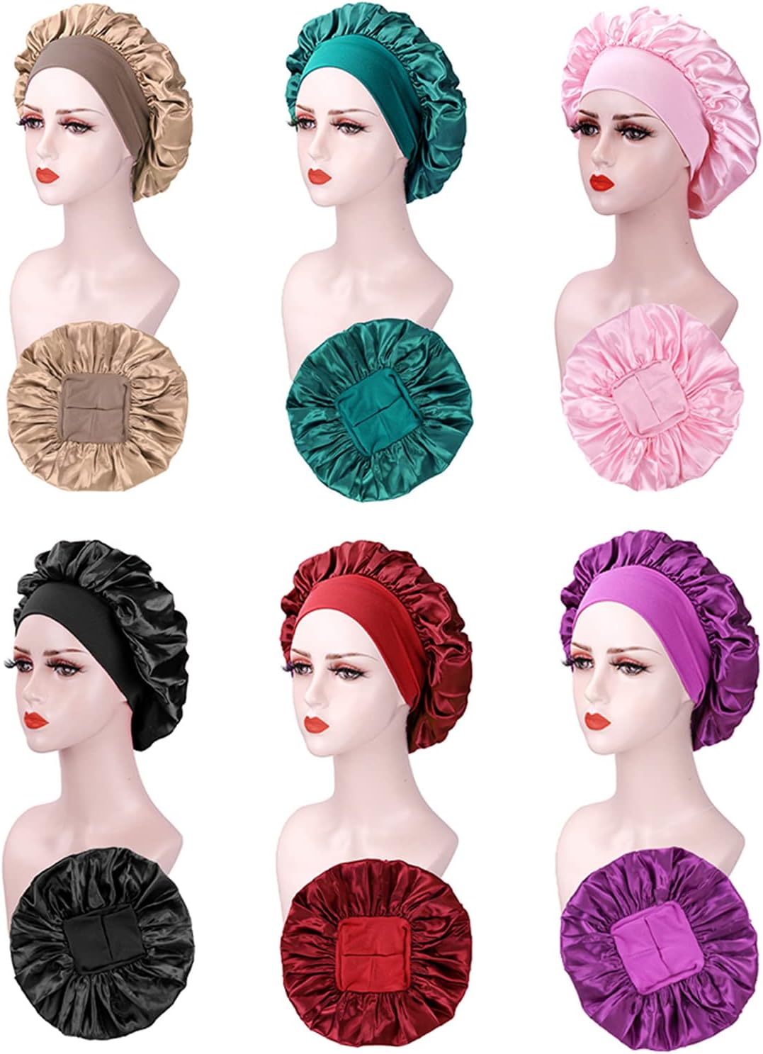 Bonnet satin cheveux nuit - lot de 2 - protection soie, femme, taille unique