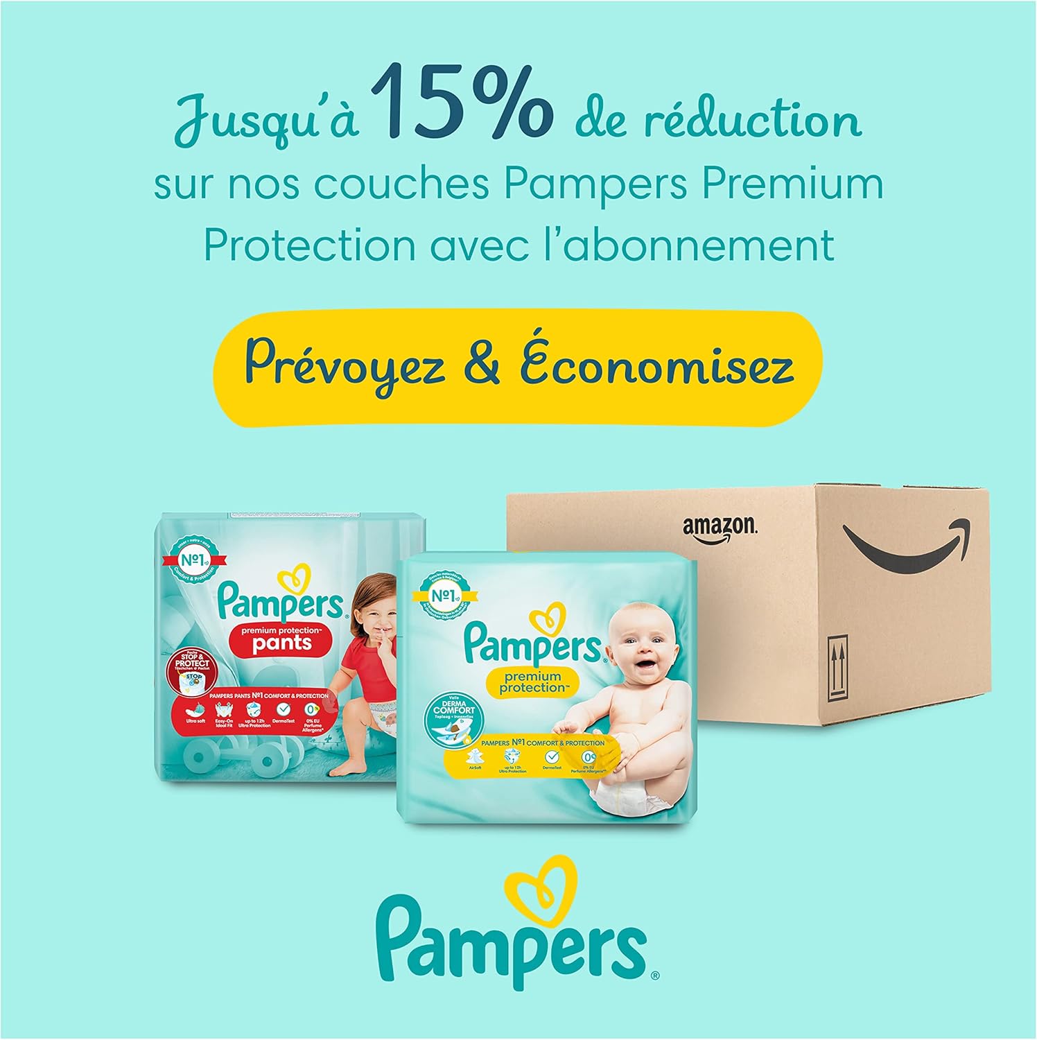 Pampers - Premium Protection taille 2 - 4-8kg - 240 couches, double protection fuites et peau