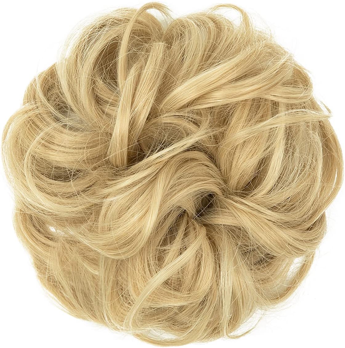 JJstar - chignon postiche bouclé, élastique, cheveux naturels, blond