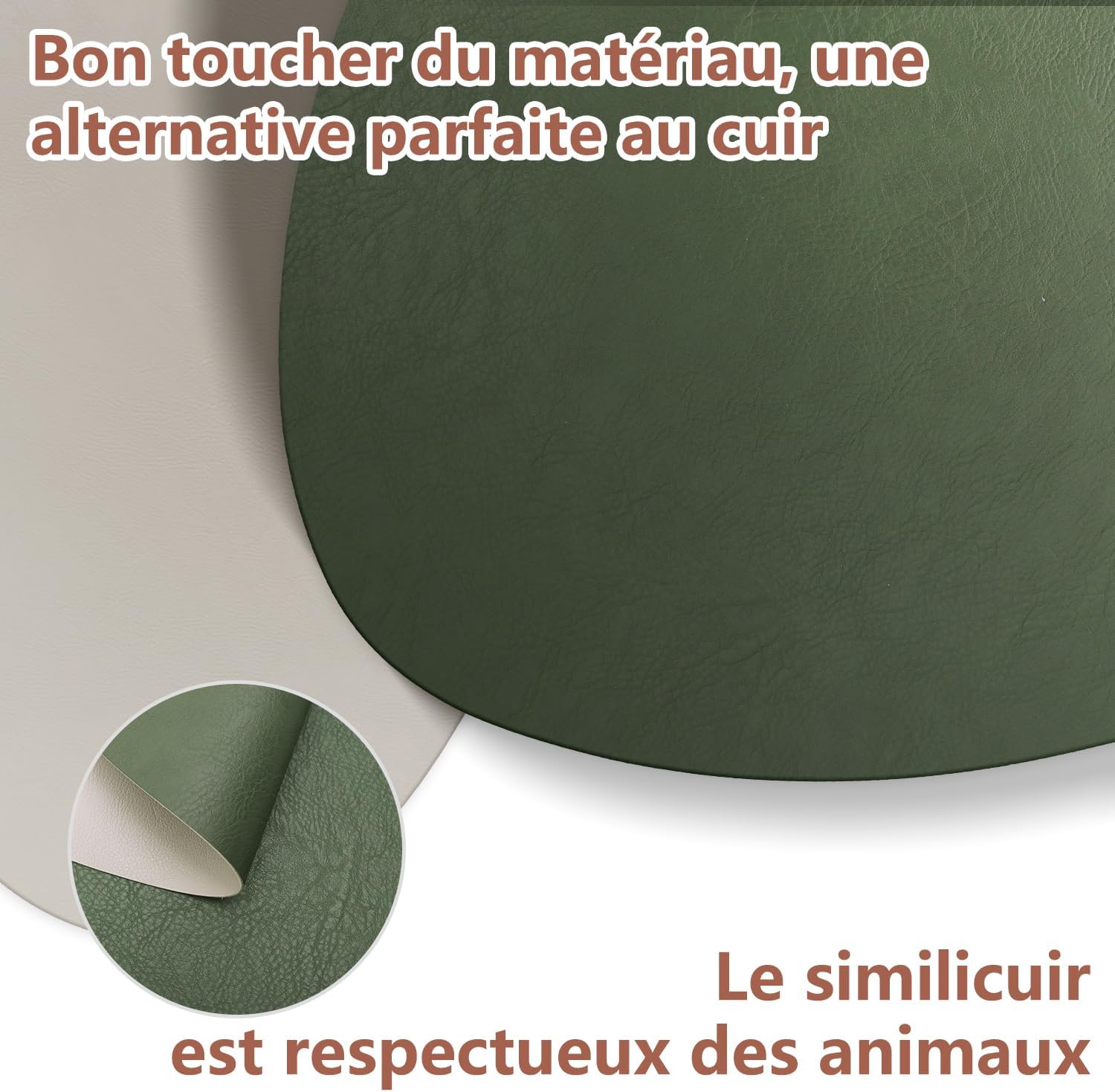 Set de table - Lot de 4, cuir PU double face, antidérapant, 41x33cm