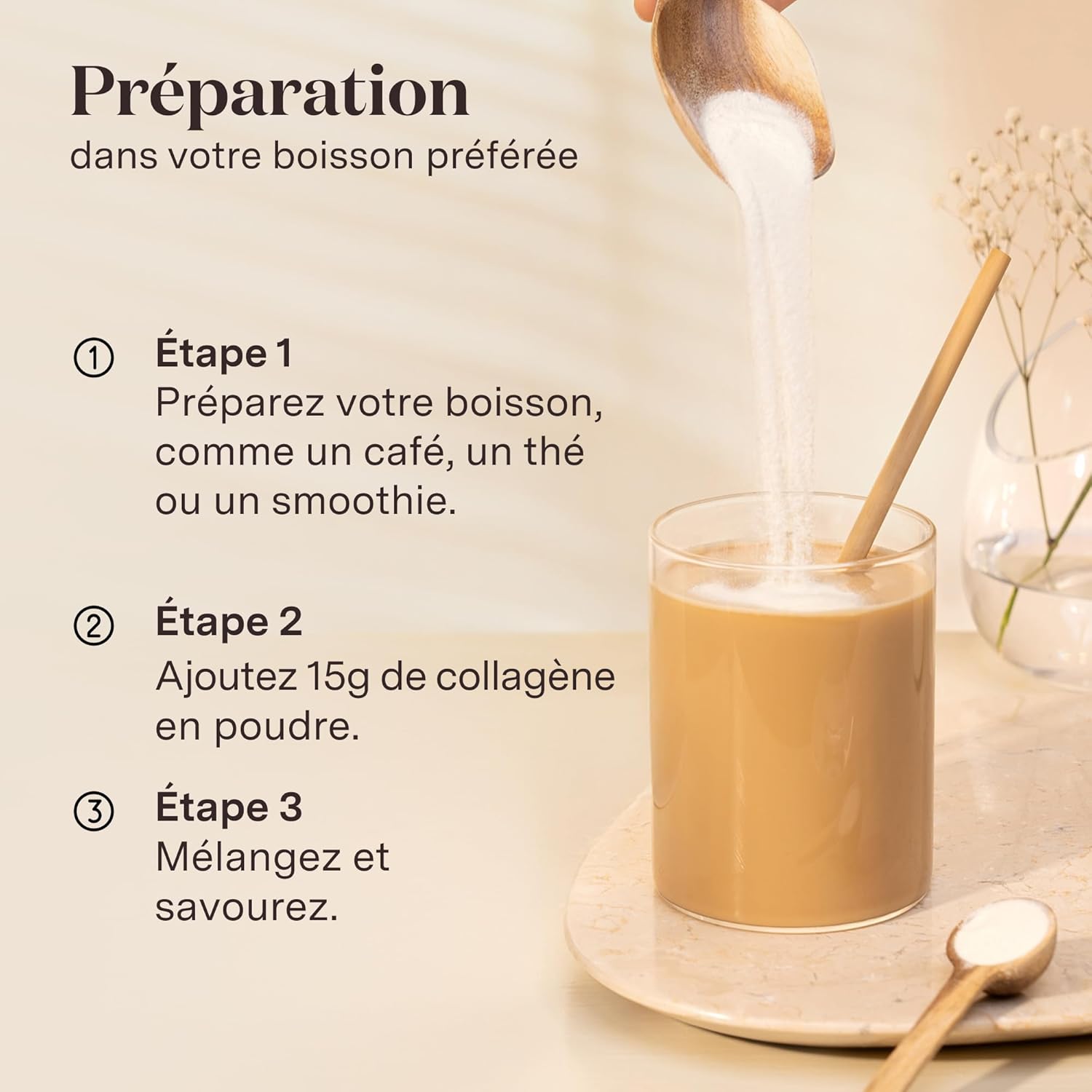 Glow25 - Collagène Plus 450g - peptides type 1 et 3, vitamine C, zinc