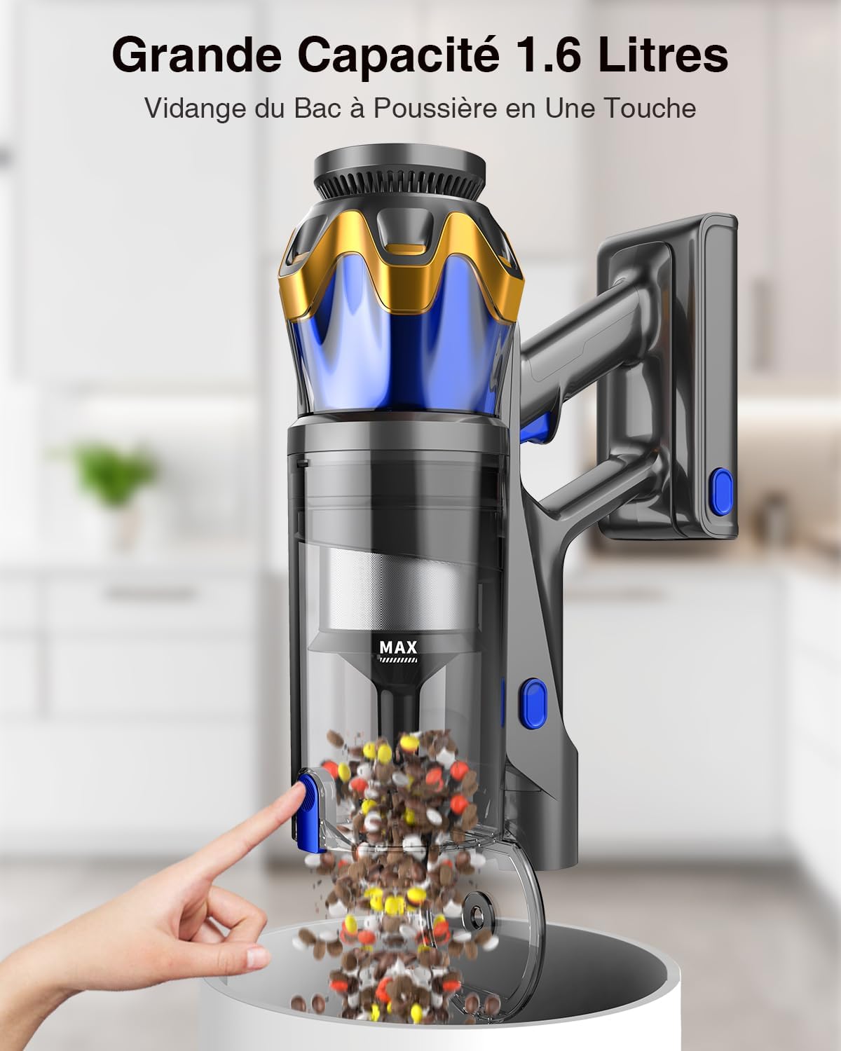 Aspirateur balai sans fil, 1,6L, 70min, écran OLED, 650W/55KPA