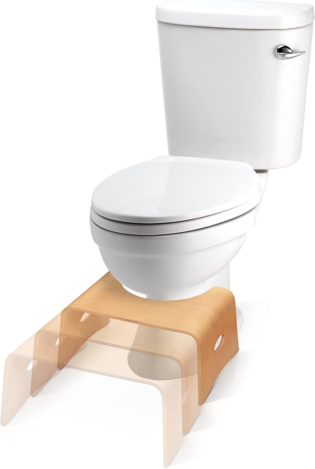 Well Care - Tabouret physiologique bois verni - adulte - compact, anti-constipation, fabriqué France