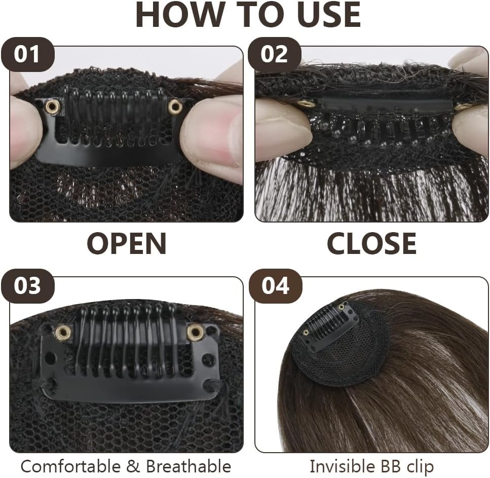 Extension Frange à Clip - air bangs - marron noir - effet naturel