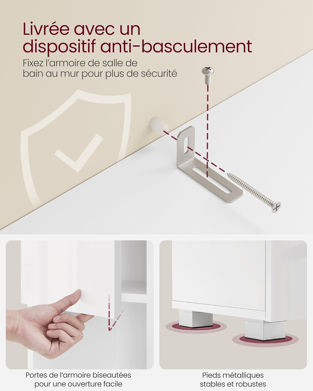 VASAGLE - armoire de salle de bain - 30x30x170 cm - tiroir, étagères réglables, compartiments - BBC560P31