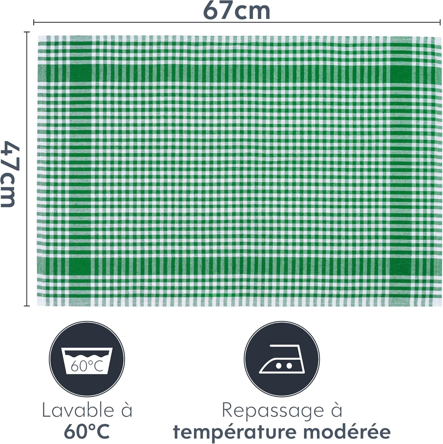 Twinzee - torchons cuisine lot de 10 - 67x47 cm - coton rétro Oeko Tex