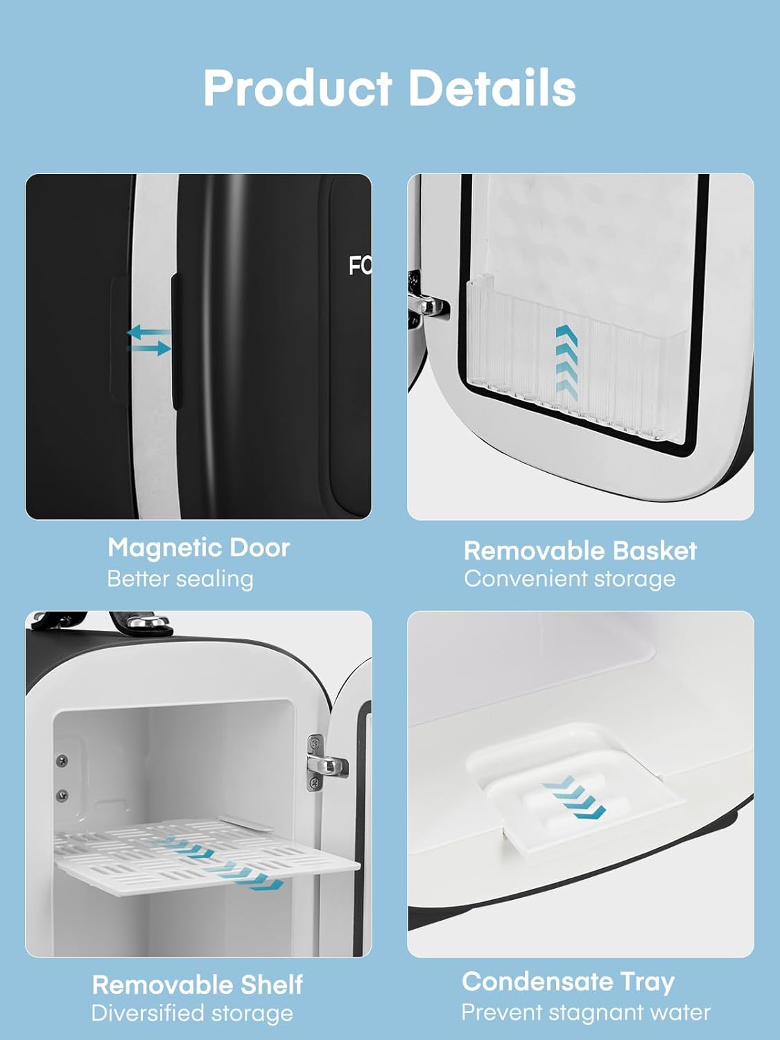 FOHERE - Mini Frigo 5L - compact 6 canettes, AC/DC, cosmétiques, bureau