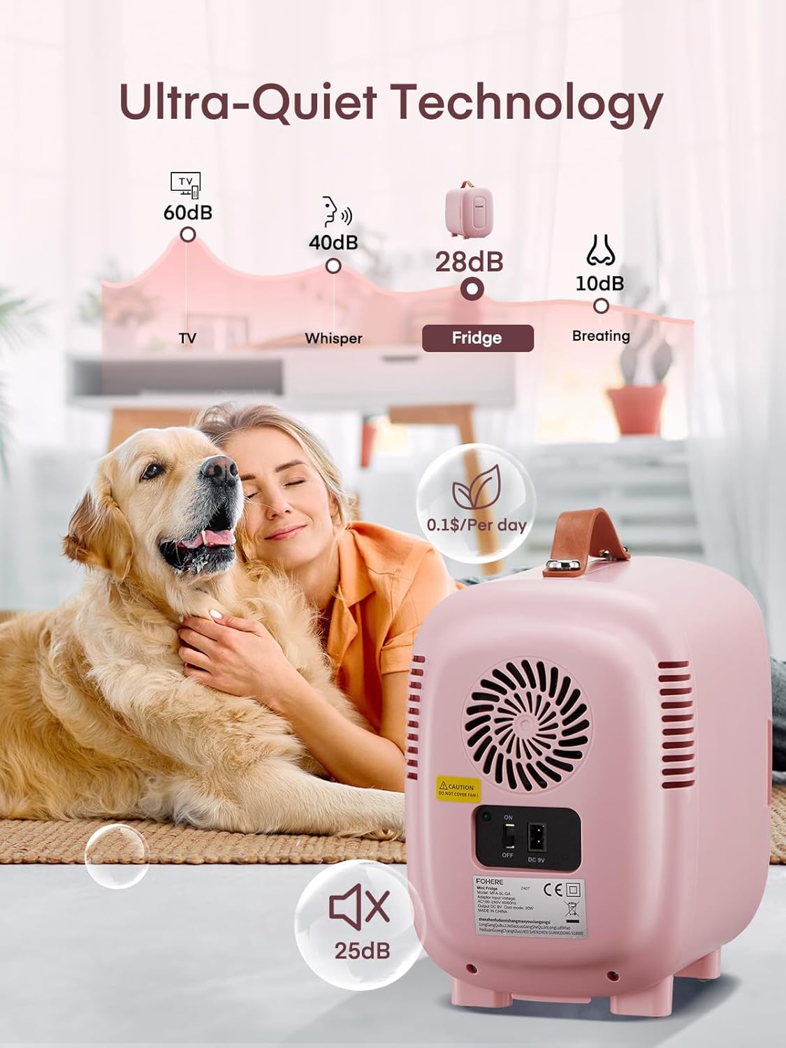 FOHERE - Mini Frigo 5L - compact, silencieux, portable - idéal chambre