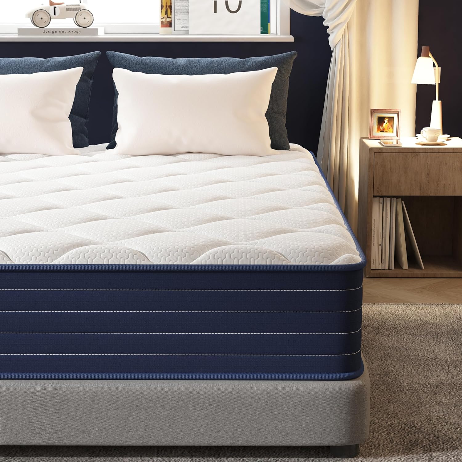 PurrJoys - Matelas ressorts/mémoire - 180x200x25 cm - confort moyen, respirant, CertiPUR-US/Oeko-TEX