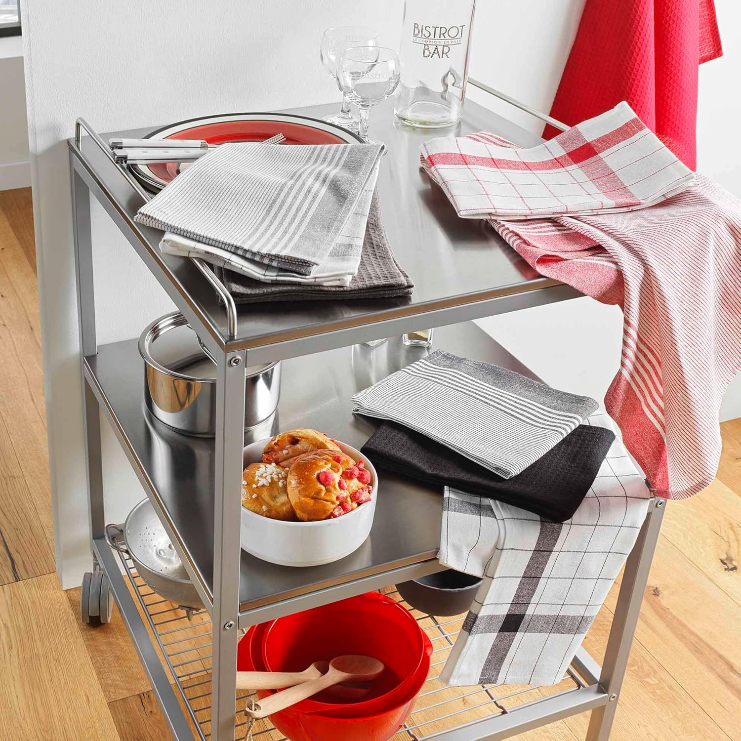 Douceur d'Intérieur - Vibrato Noir - 50x70 cm - torchons coton nid d'abeille