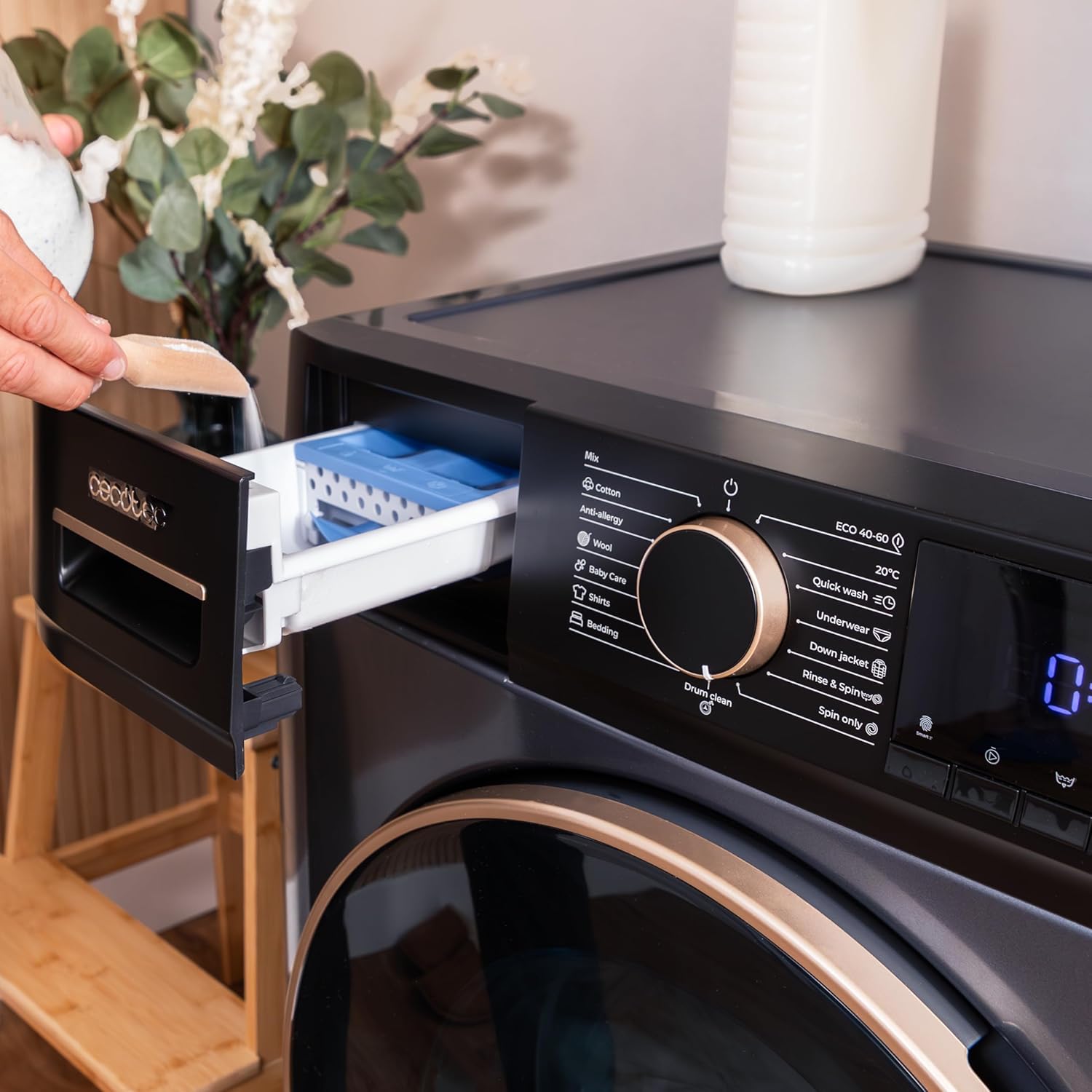 Cecotec - Bolero DressCode 10610 - 10 kg - Inverter, Vapeur, 1400 RPM, 15 programmes, Ice Blue, 10610