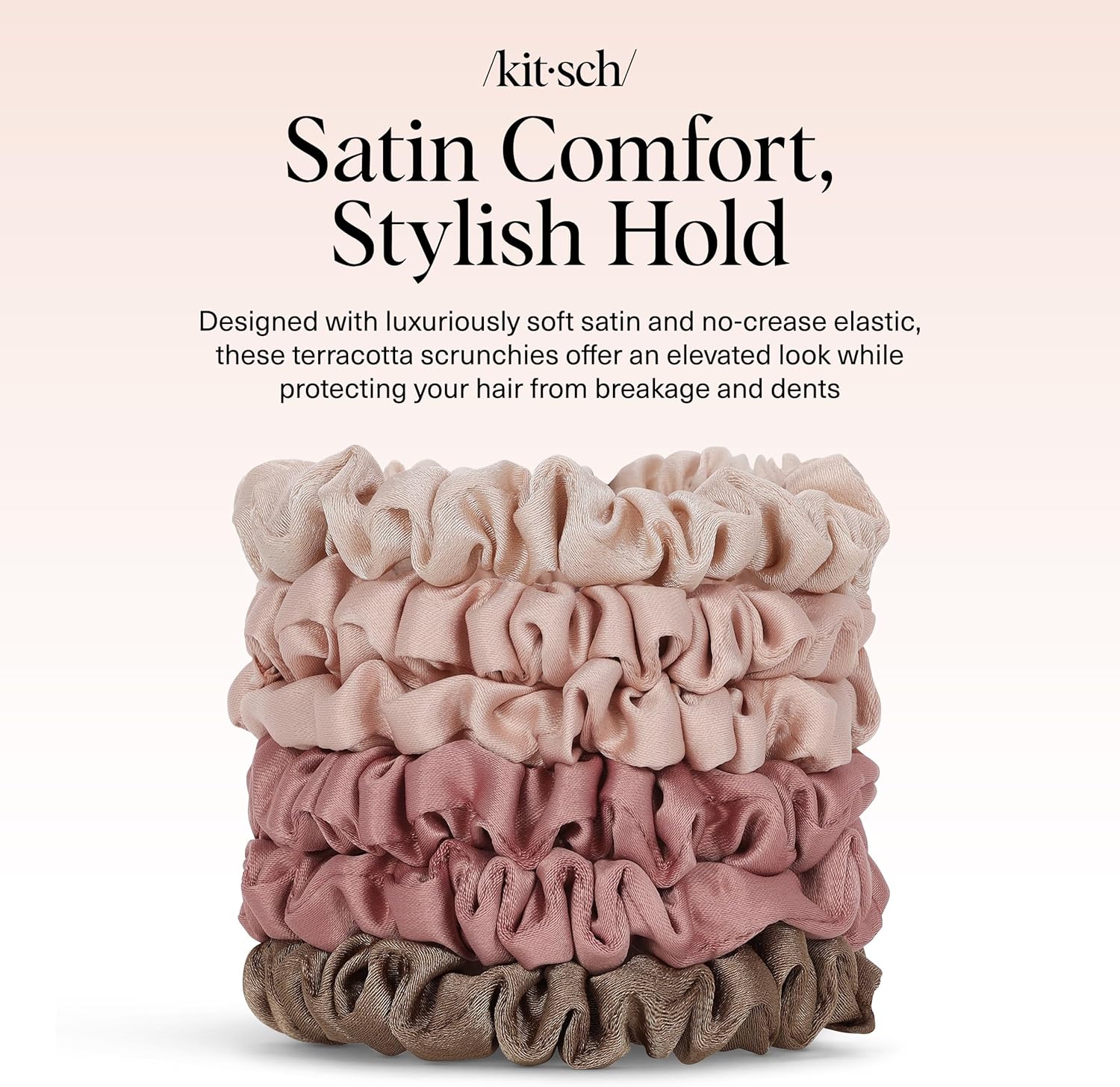 Kitsch - Chouchous en satin - lot de 6 - élastiques anti-plis, tous cheveux