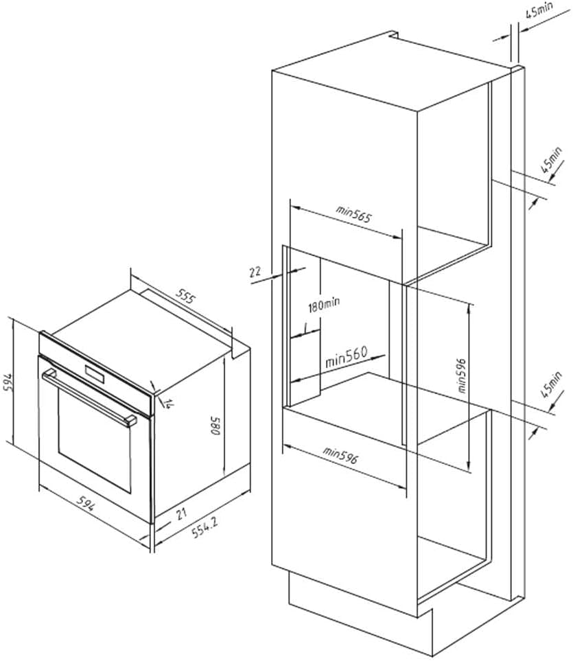 Cecotec - Four encastrable Bolero 60 cm multifonction, 72L, Airfryer, AF316000