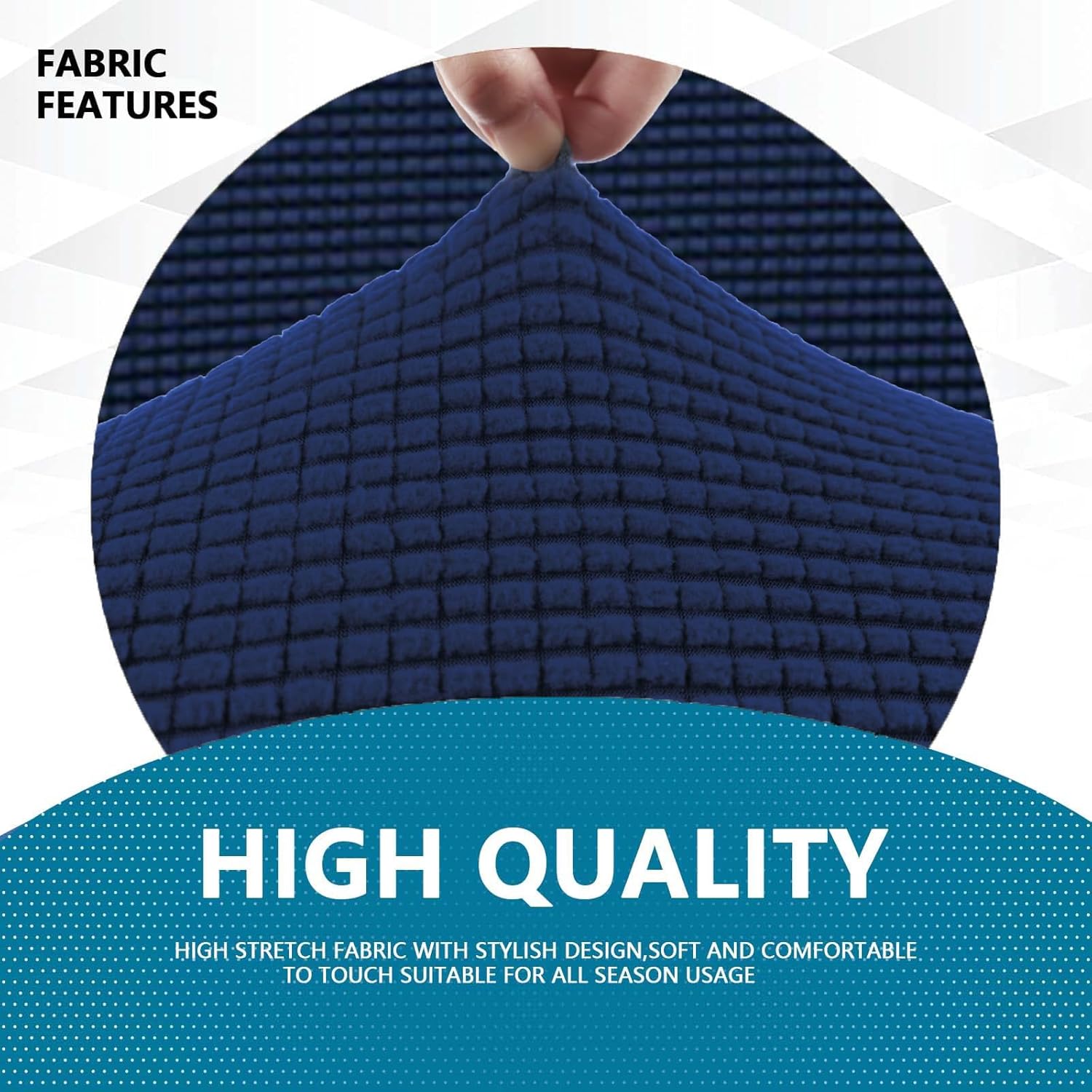 Housse canapé 3 places - extensible, lavable, antidérapante, bleu foncé