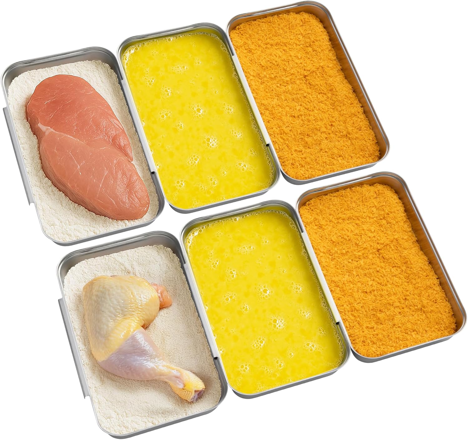 Navaris - Lot de 6 bacs inox - 27x15x3 cm - Four, pâtisserie, lave-vaisselle