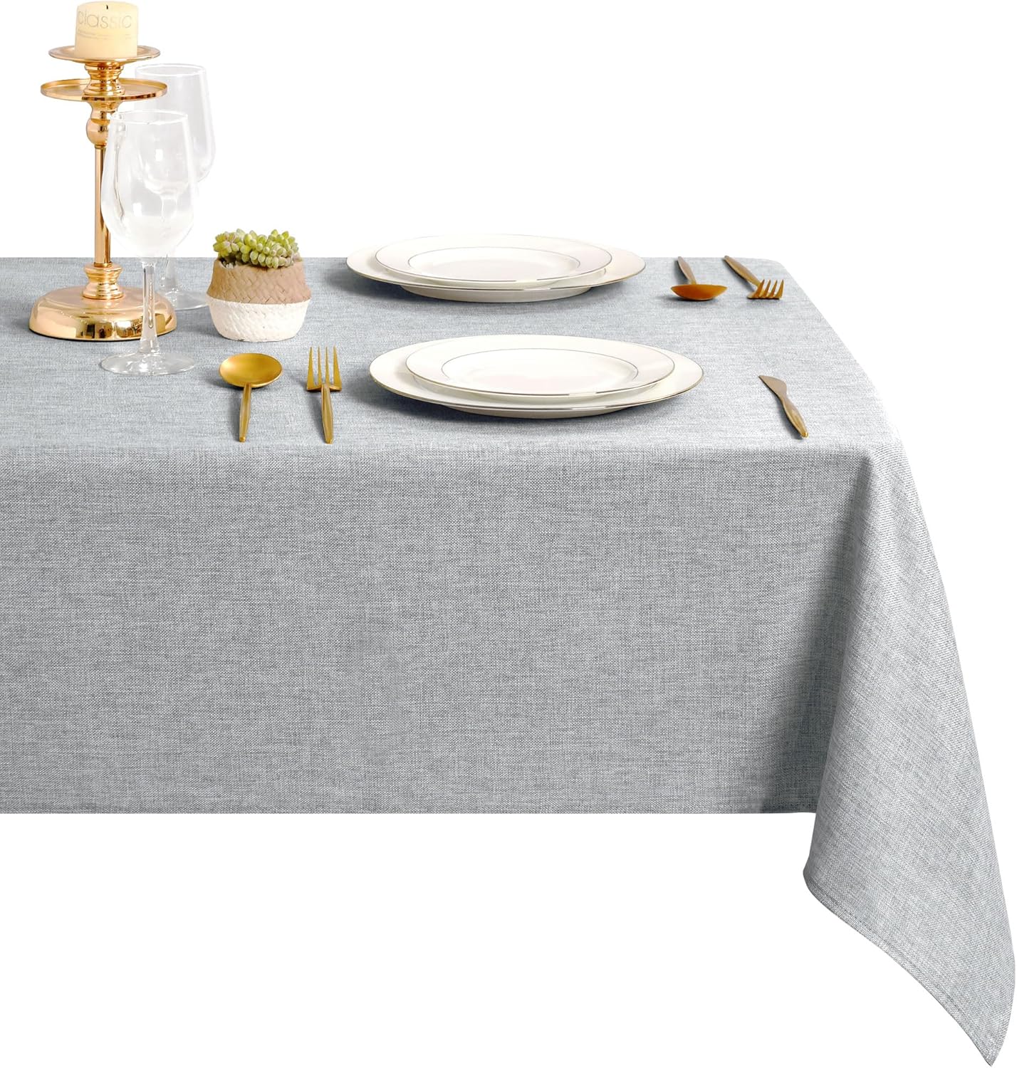 DWCN - nappe imperméable lin aspect - 110x140cm - anti-tache, lavable
