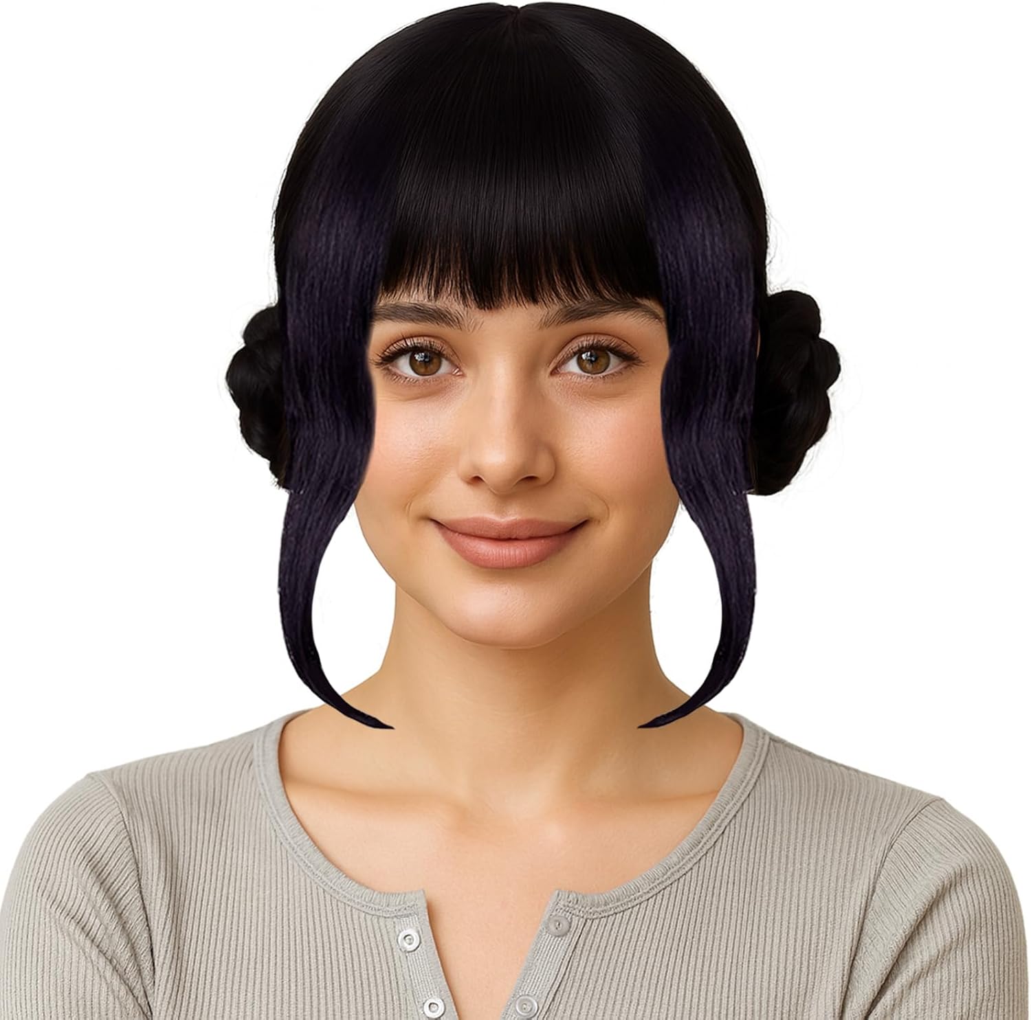 Perruque cosplay - longue tresse noir - résistante chaleur - fille