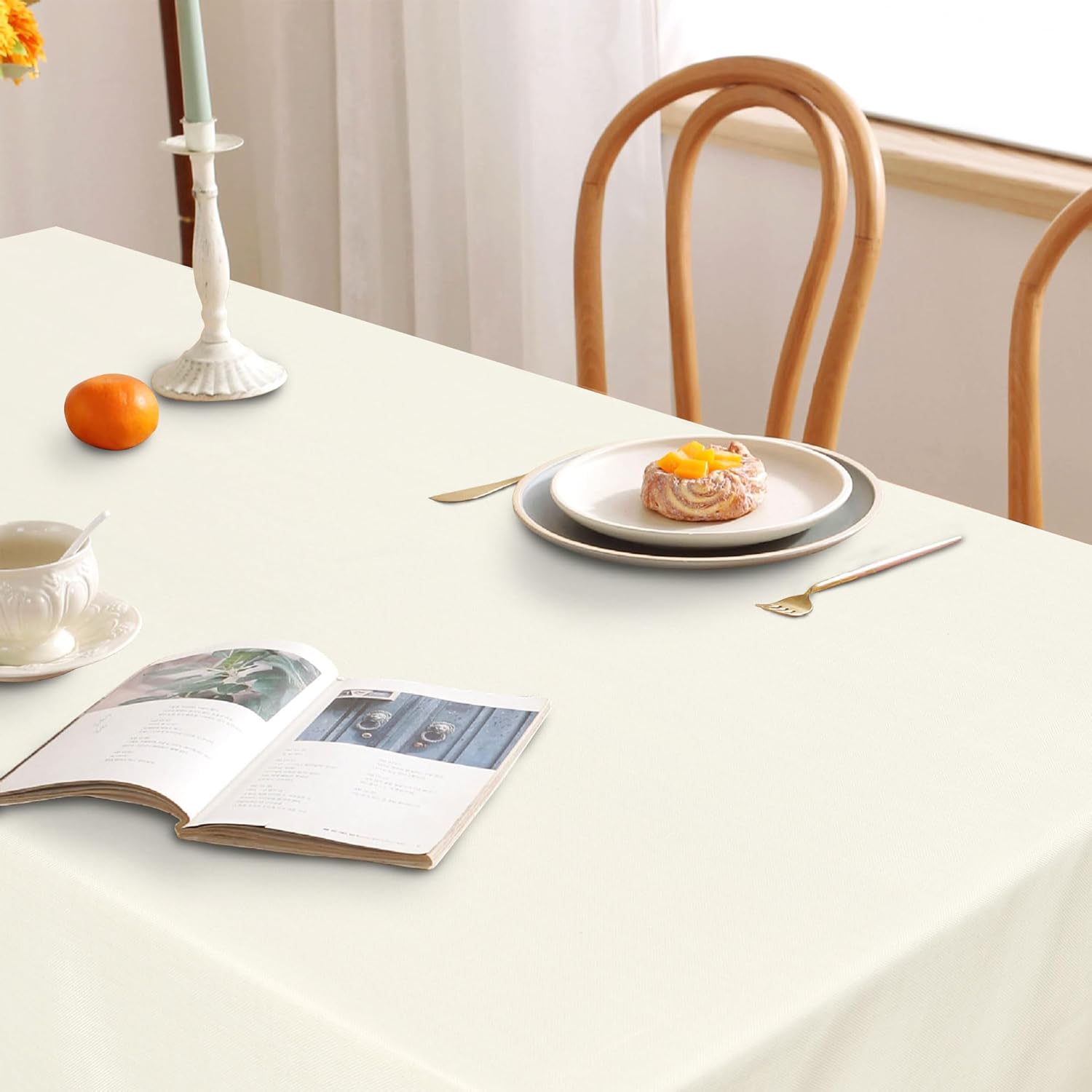 DWCN - Nappe effet lin 135x200cm - anti-tache, imperméable