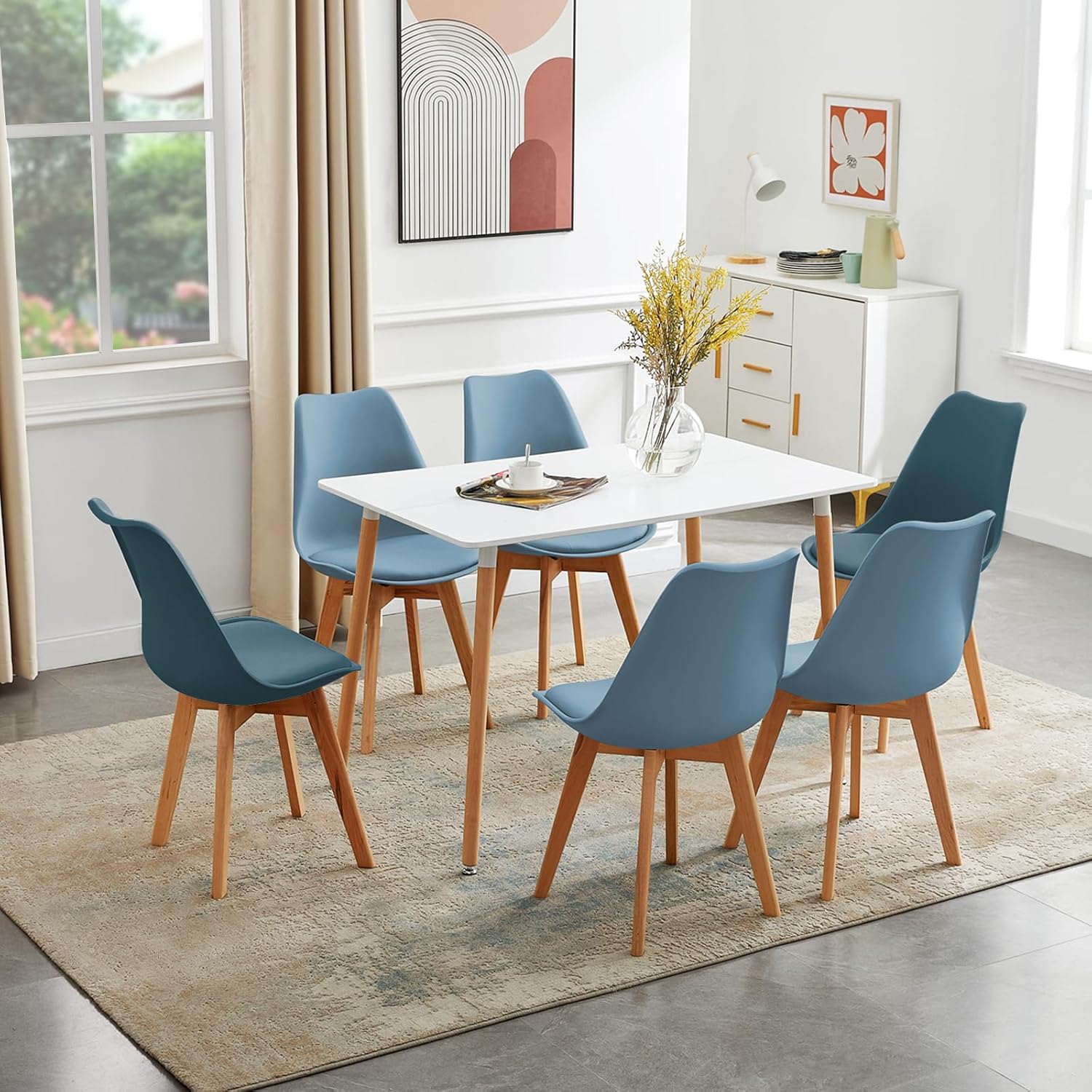 EGGREE - chaises Scandinaves lot de 6, hêtre noir, rembourrées, confort